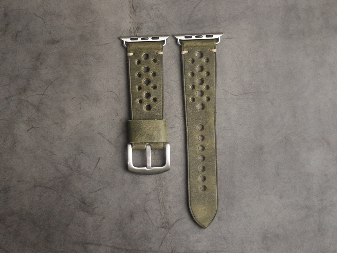 SEAWEED GREEN RALLY HAND-CRAFTED APPLE WATCH STRAPS