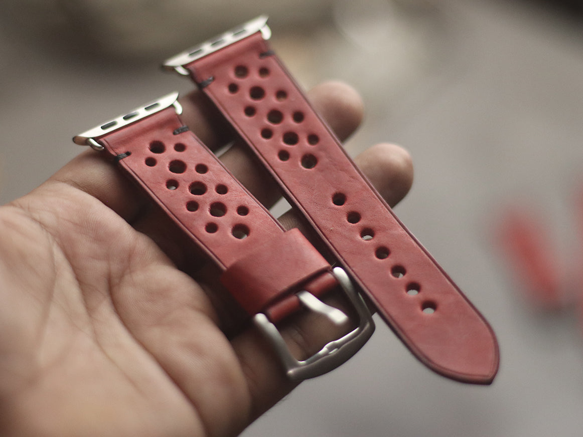 PRISMATIC RED RALLY HAND-CRAFTED APPLE WATCH STRAPS