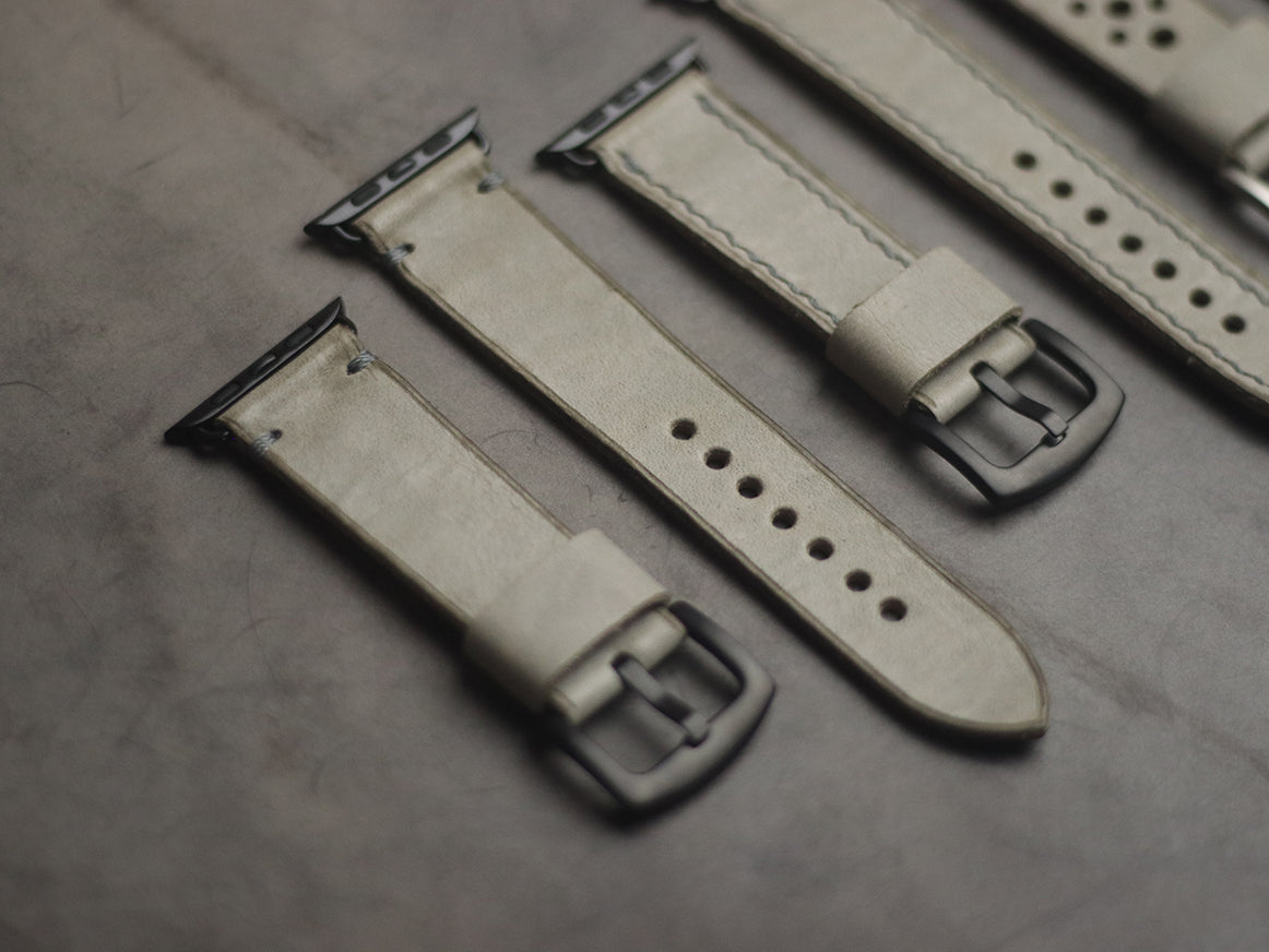 MISTY GREY FULL STITCHED HAND-CRAFTED APPLE WATCH STRAPS