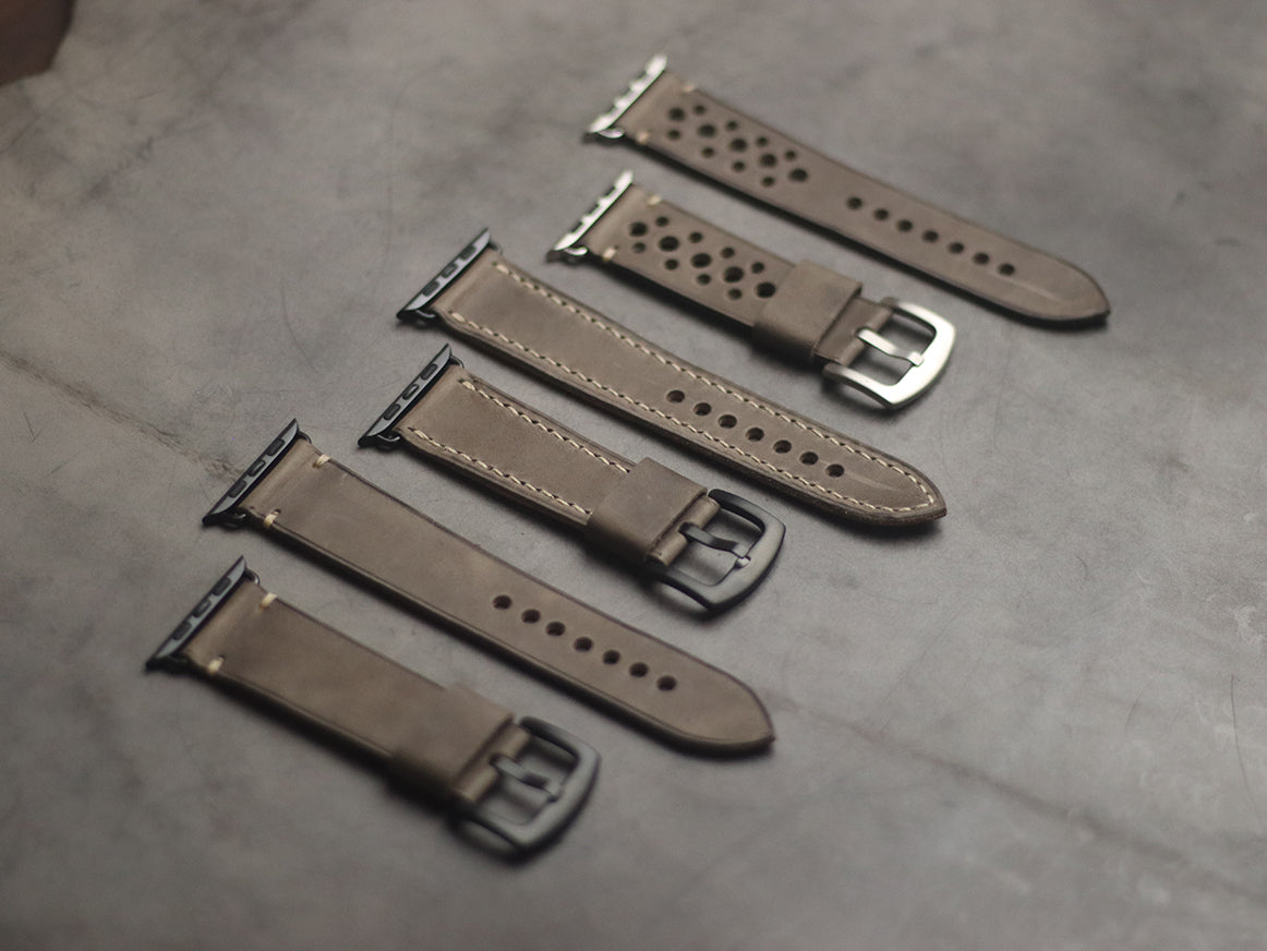 CHARCOAL GREY MINIMAL STITCHED HAND-CRAFTED APPLE WATCH STRAPS