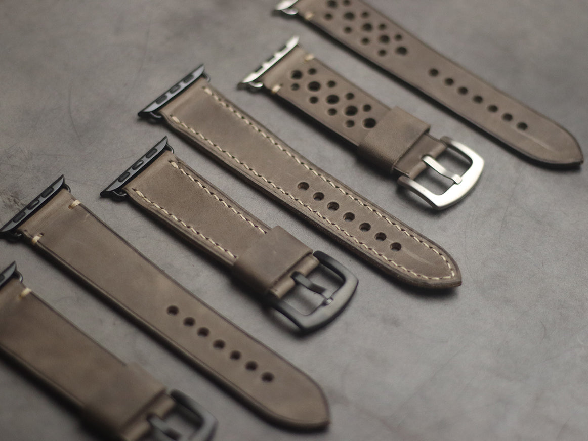 CHARCOAL GREY FULL STITCHED HAND-CRAFTED APPLE WATCH STRAPS