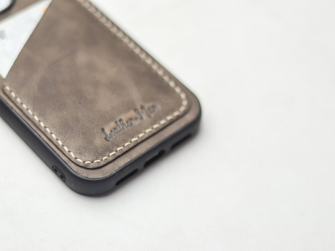 CHARCOAL GREY LEATHER WALLET PHONE CASE