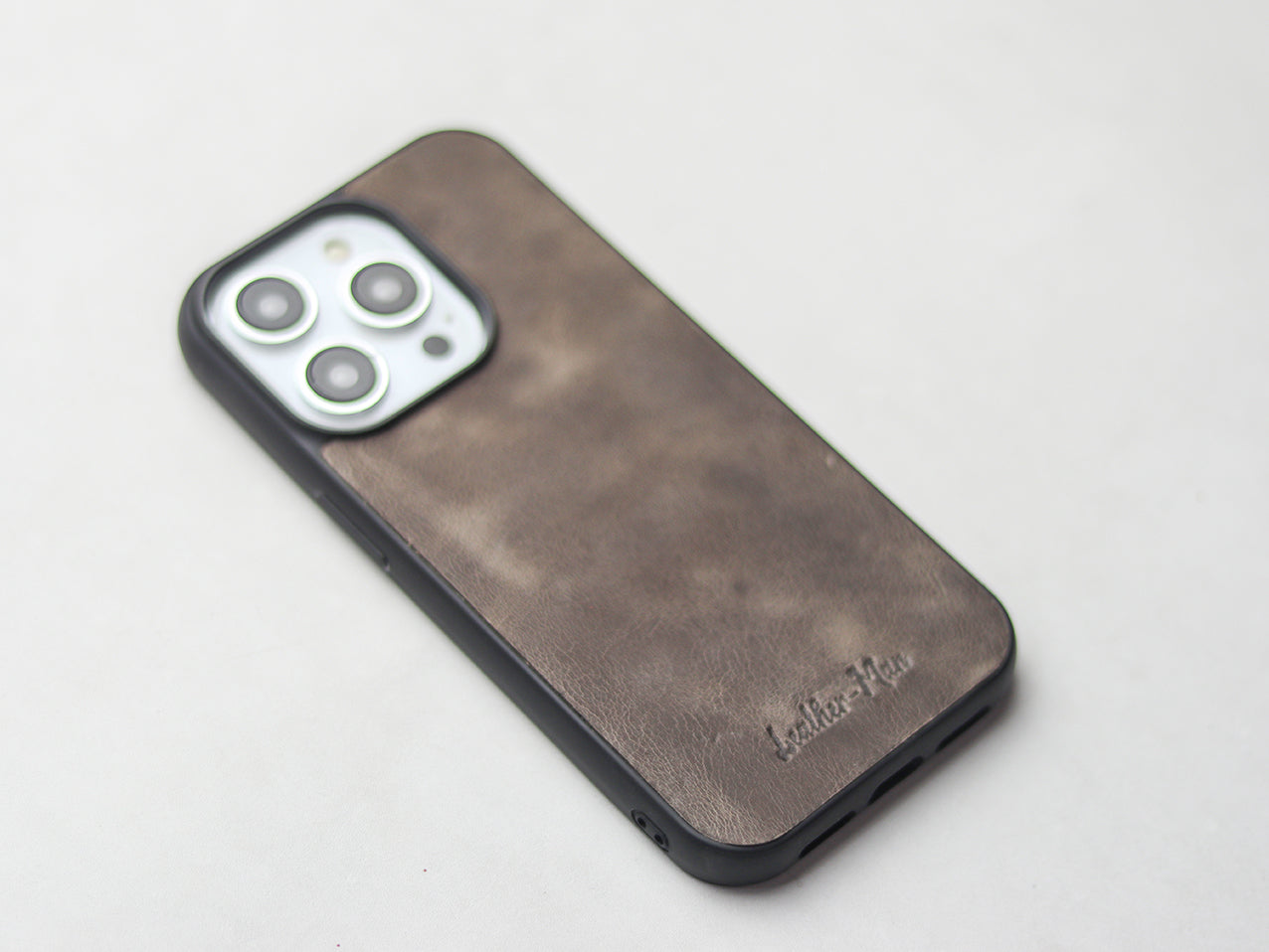 CHARCOAL GREY LEATHER CLASSIC PHONE CASE