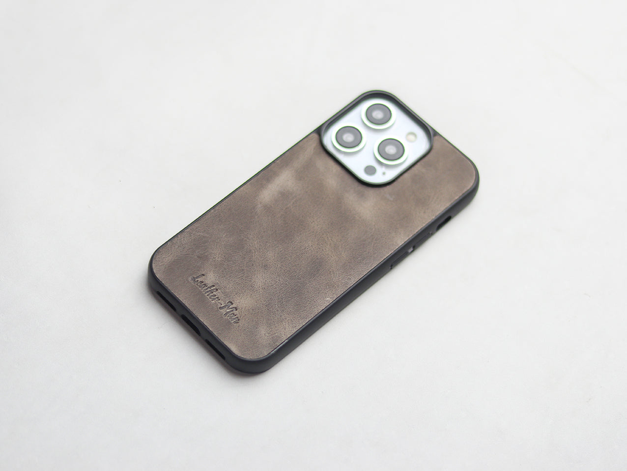 CHARCOAL GREY LEATHER CLASSIC PHONE CASE