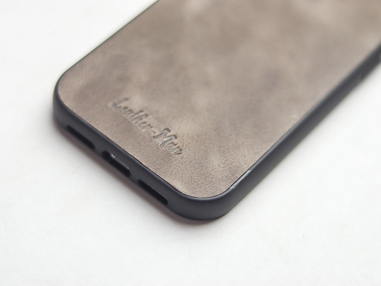 CHARCOAL GREY LEATHER CLASSIC PHONE CASE