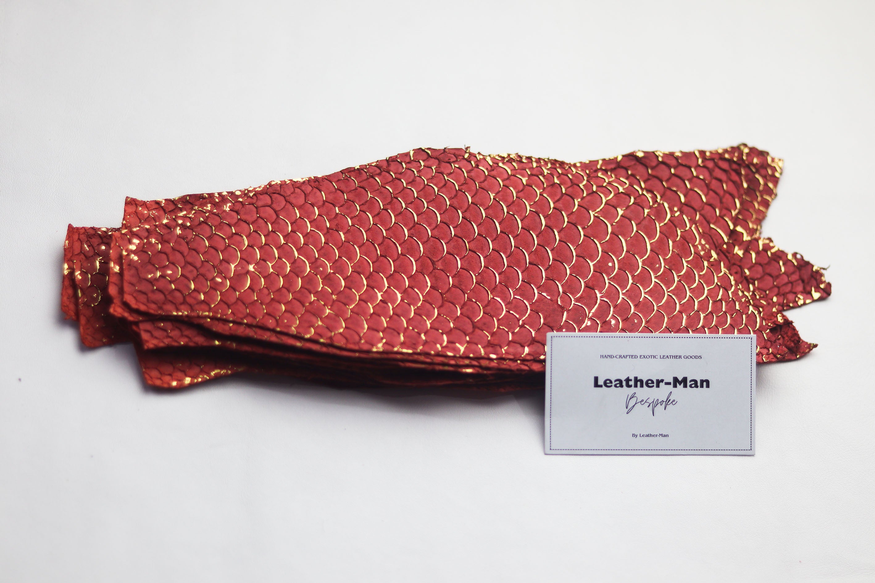 AUGUSTUS - MINIMAL WALLET VIVID BURGUNDY TILAPIA FISH SKIN