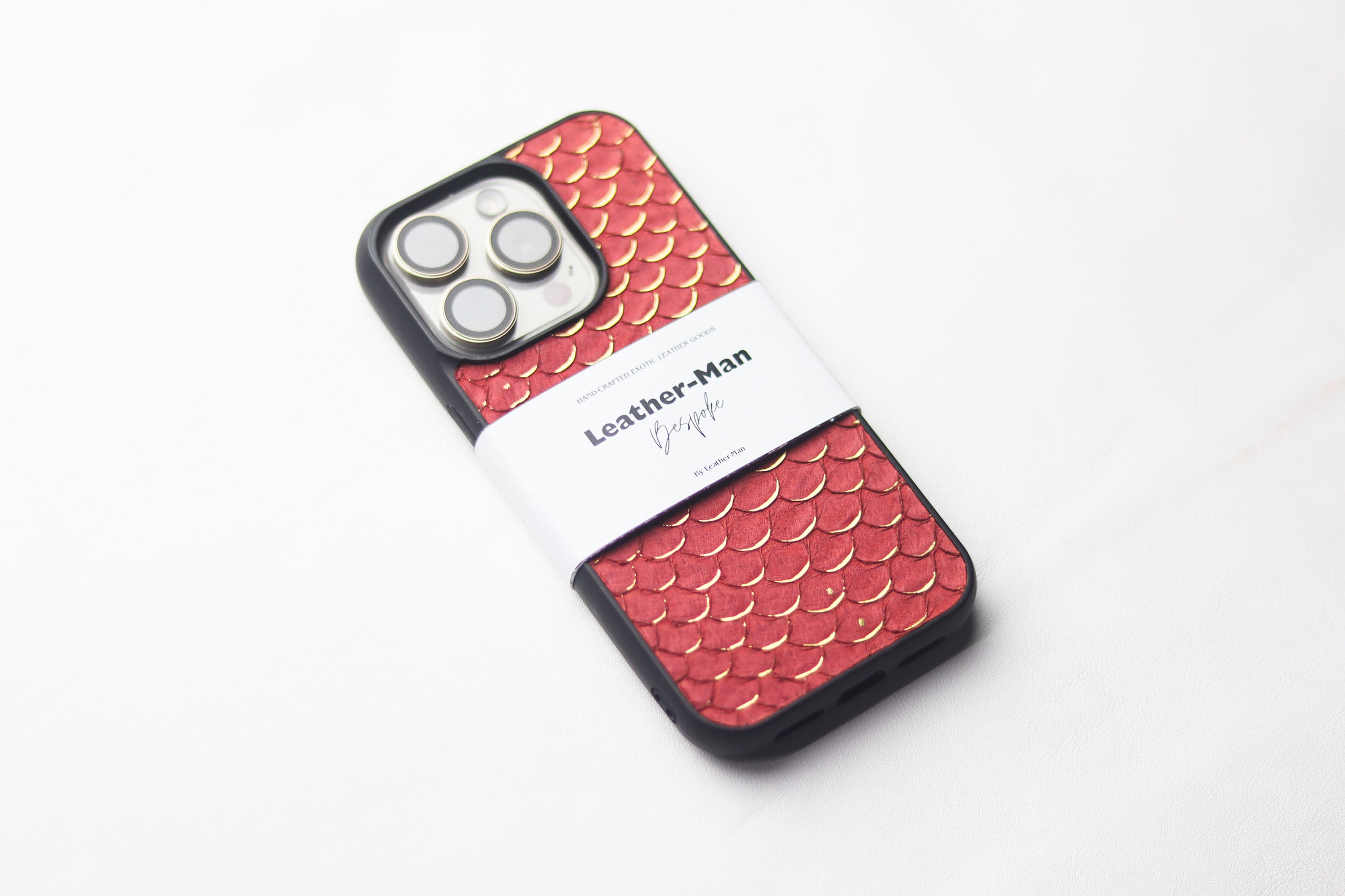 VIVID BURGUNDY TILAPIA FISH SKIN PHONE CASE