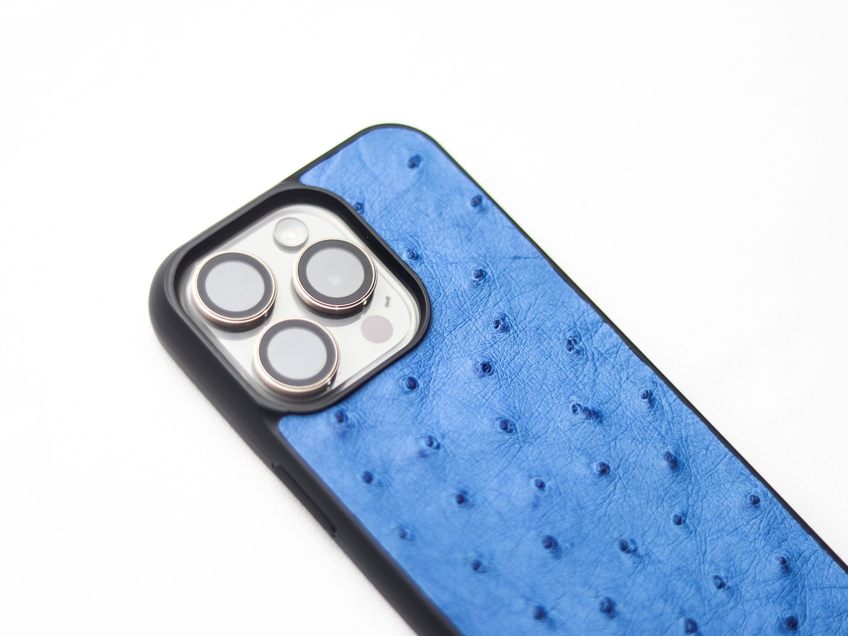 AZURE BLUE OSTRICH SKIN PHONE CASE (FOLLICLE)