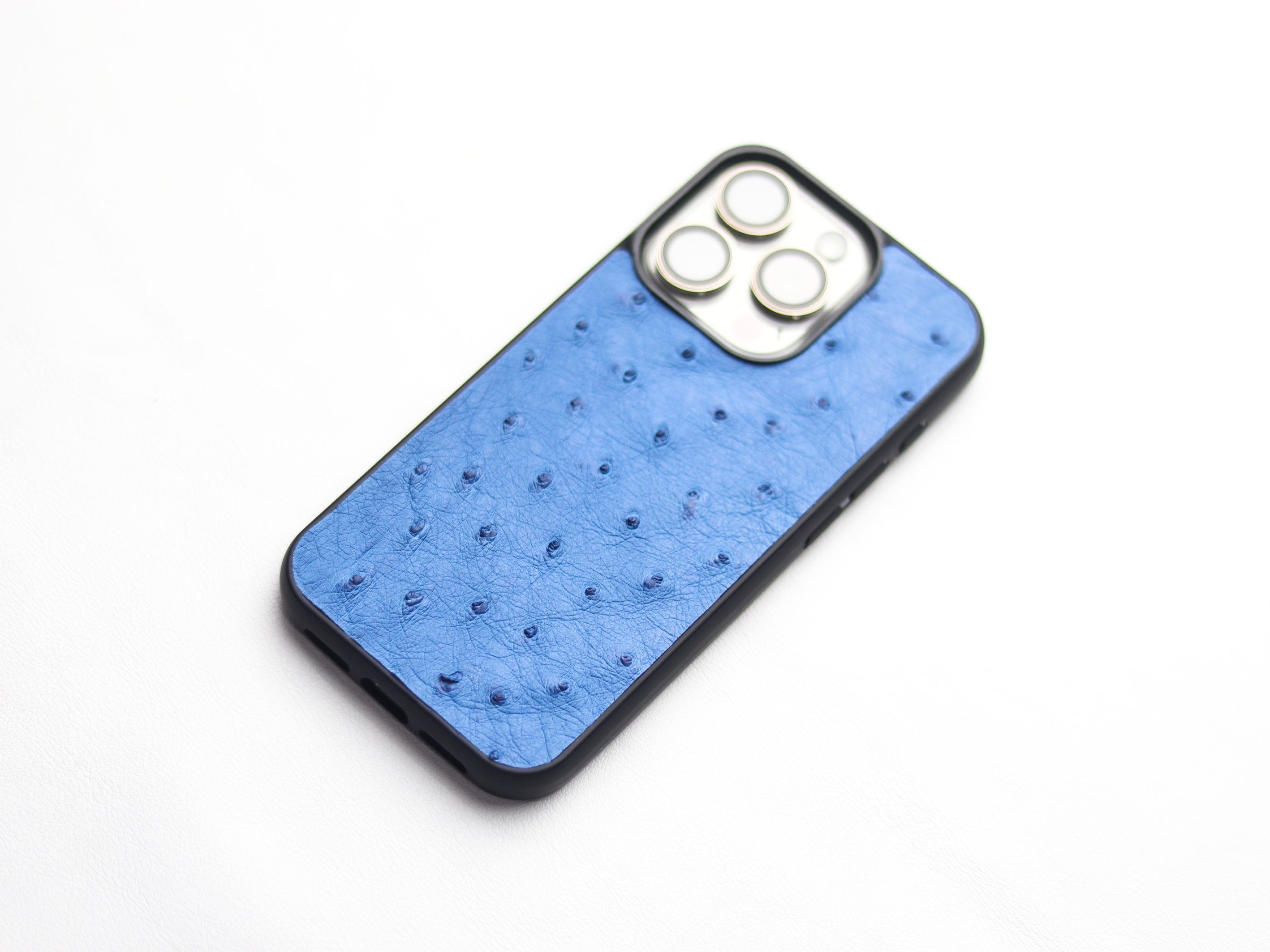 AZURE BLUE OSTRICH SKIN PHONE CASE (FOLLICLE)