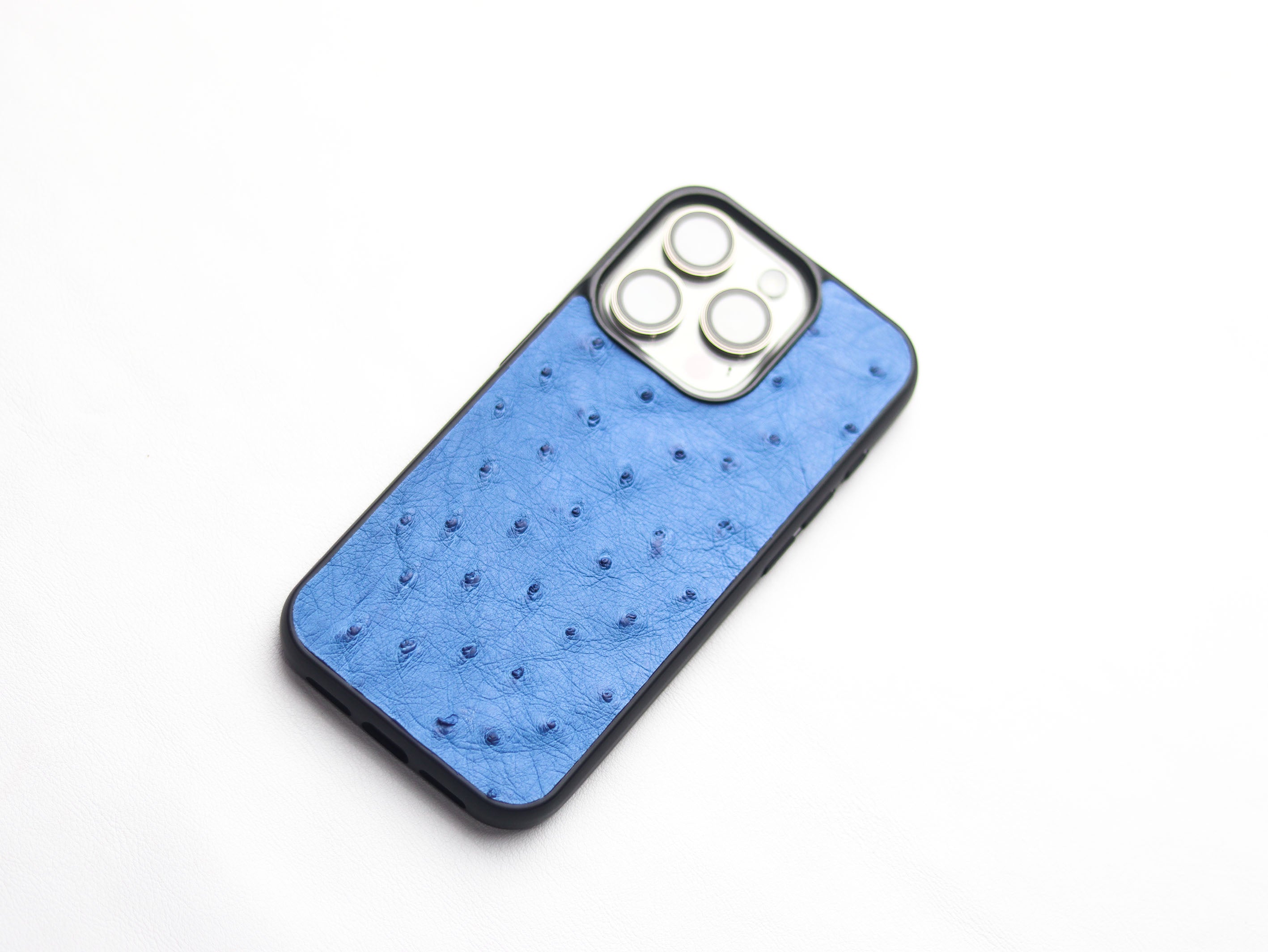 AZURE BLUE OSTRICH SKIN PHONE CASE (FOLLICLE)