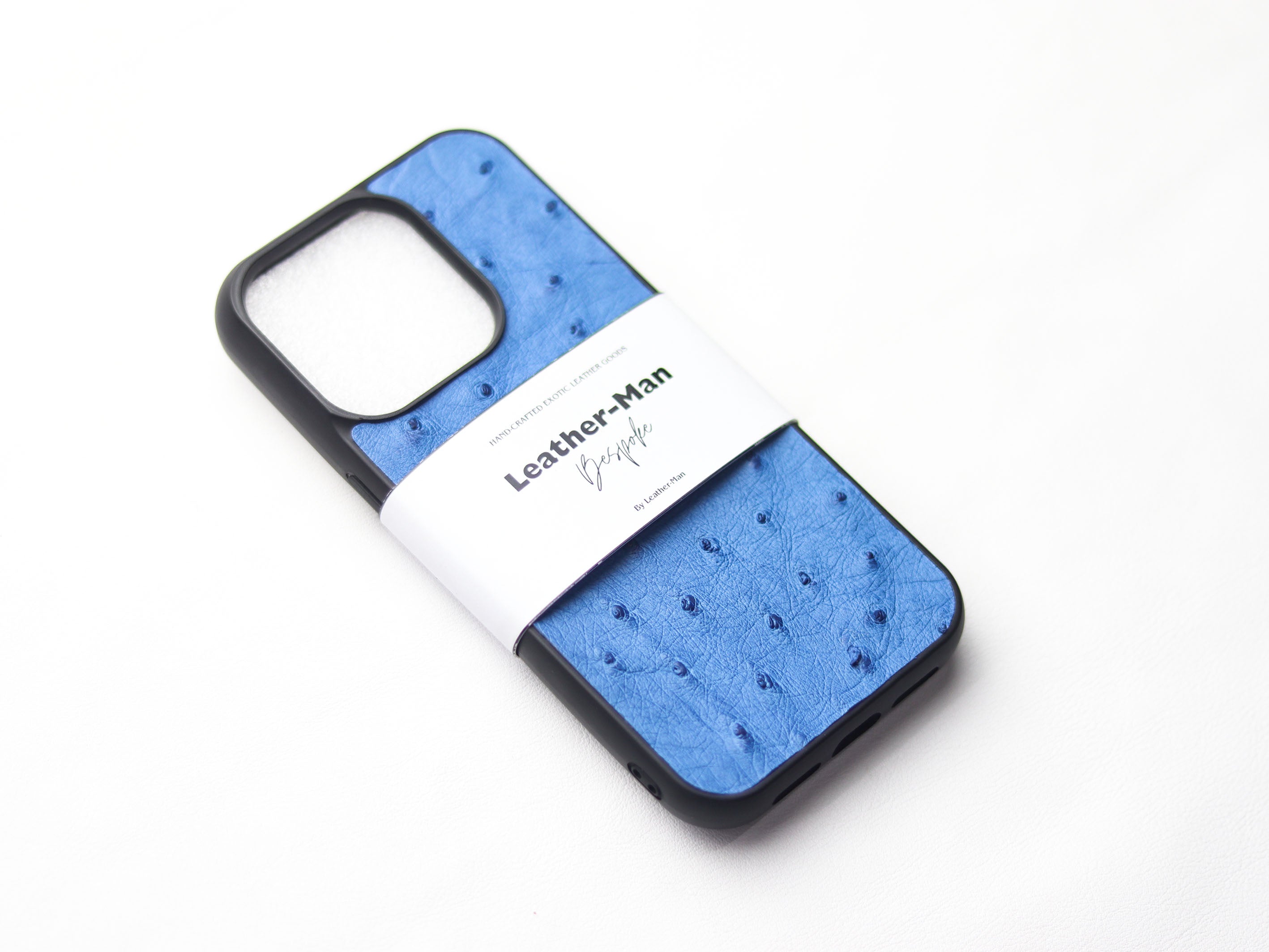 AZURE BLUE OSTRICH SKIN PHONE CASE (FOLLICLE)