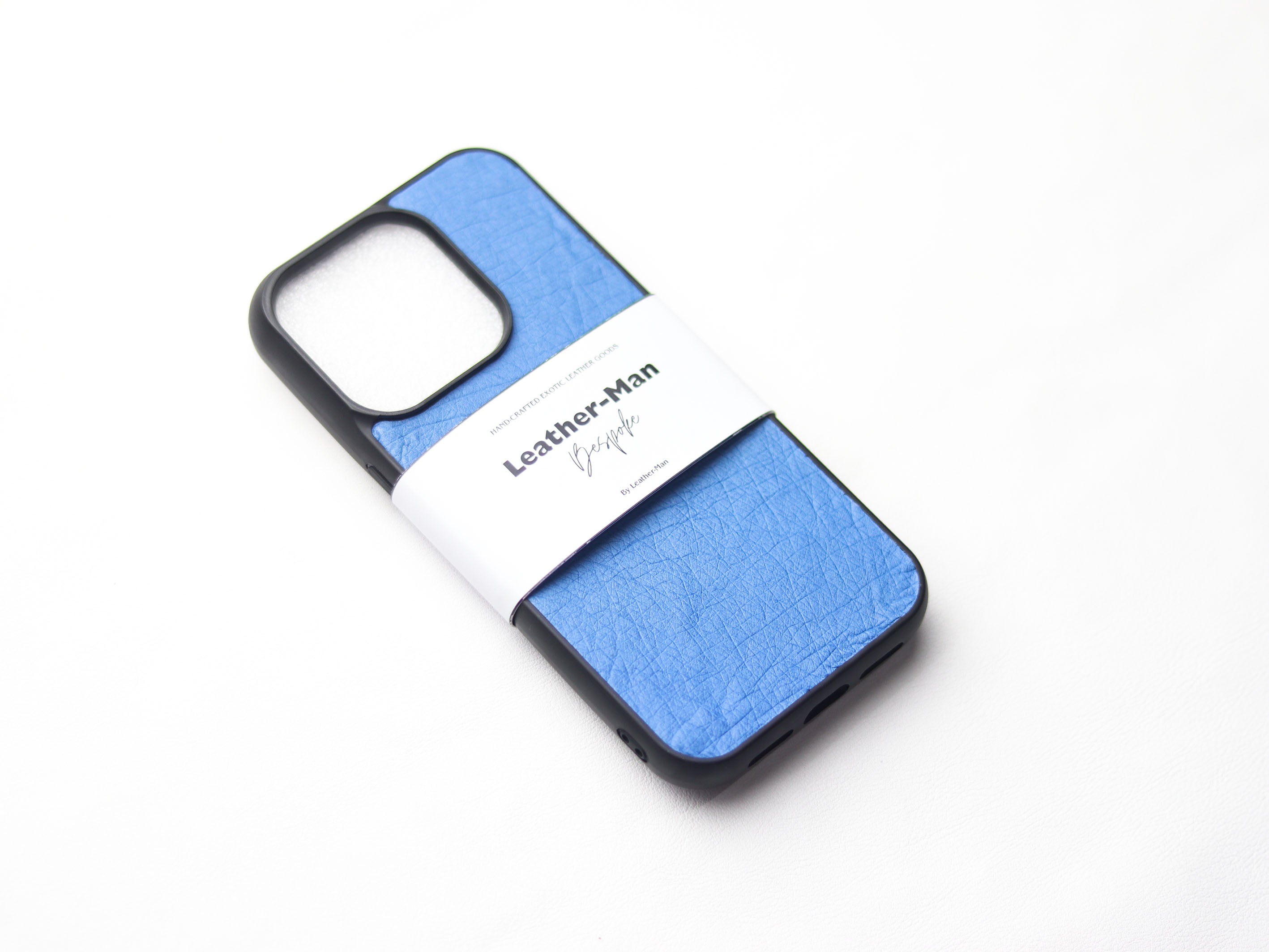 AZURE BLUE OSTRICH SKIN PHONE CASE (NON-FOLLICLE)