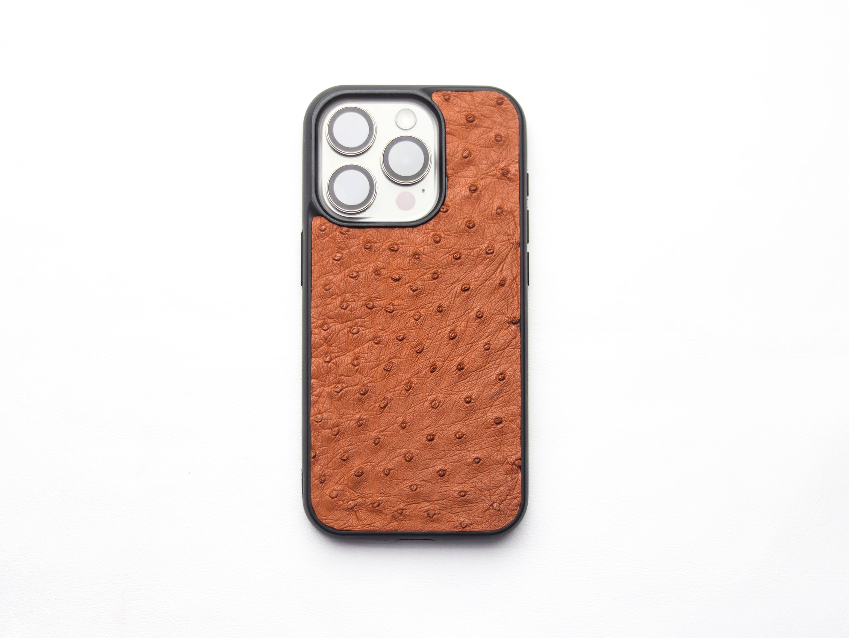 BRONZE BROWN OSTRICH SKIN PHONE CASE (FOLLICLE)