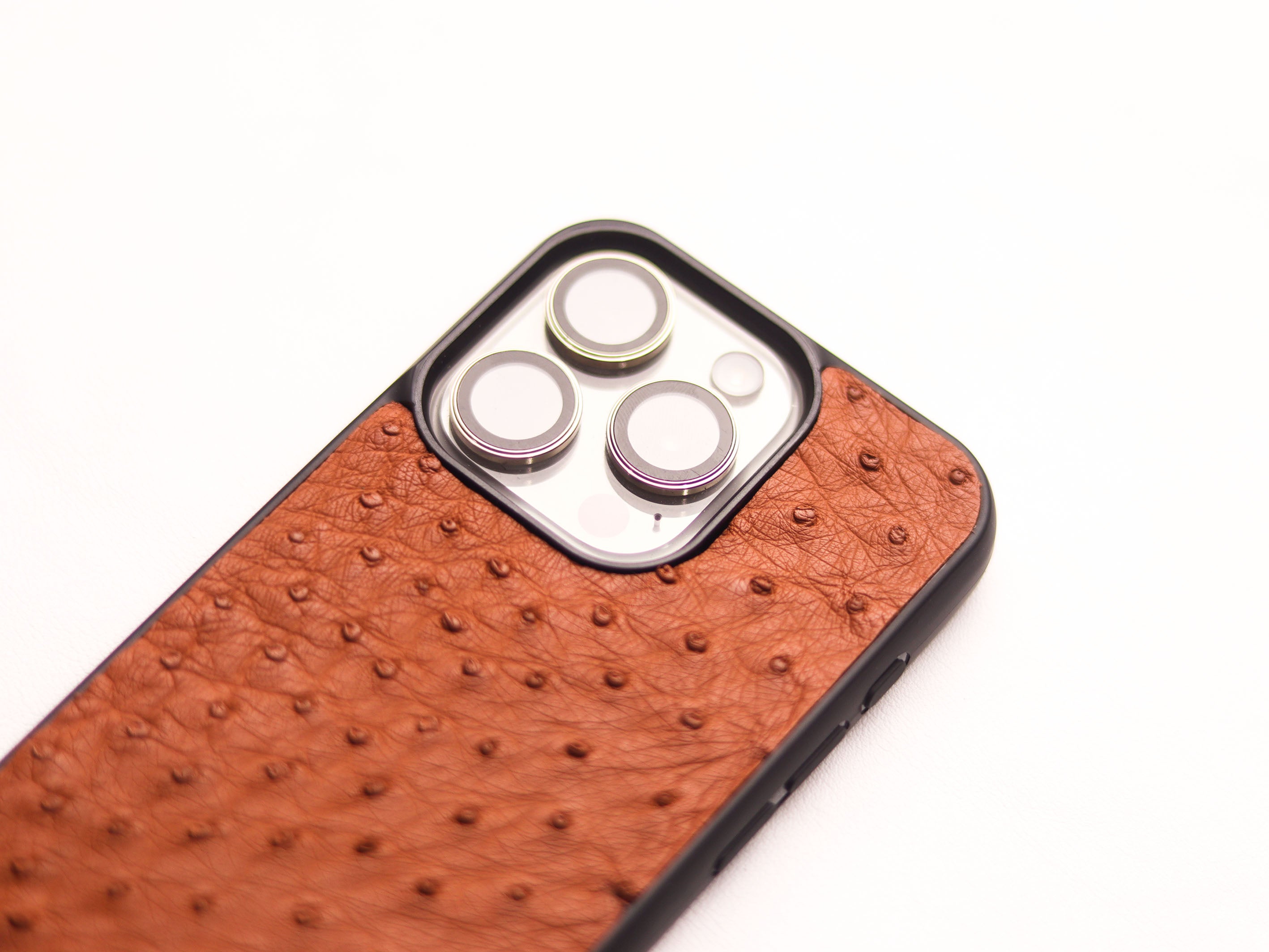 BRONZE BROWN OSTRICH SKIN PHONE CASE (FOLLICLE)