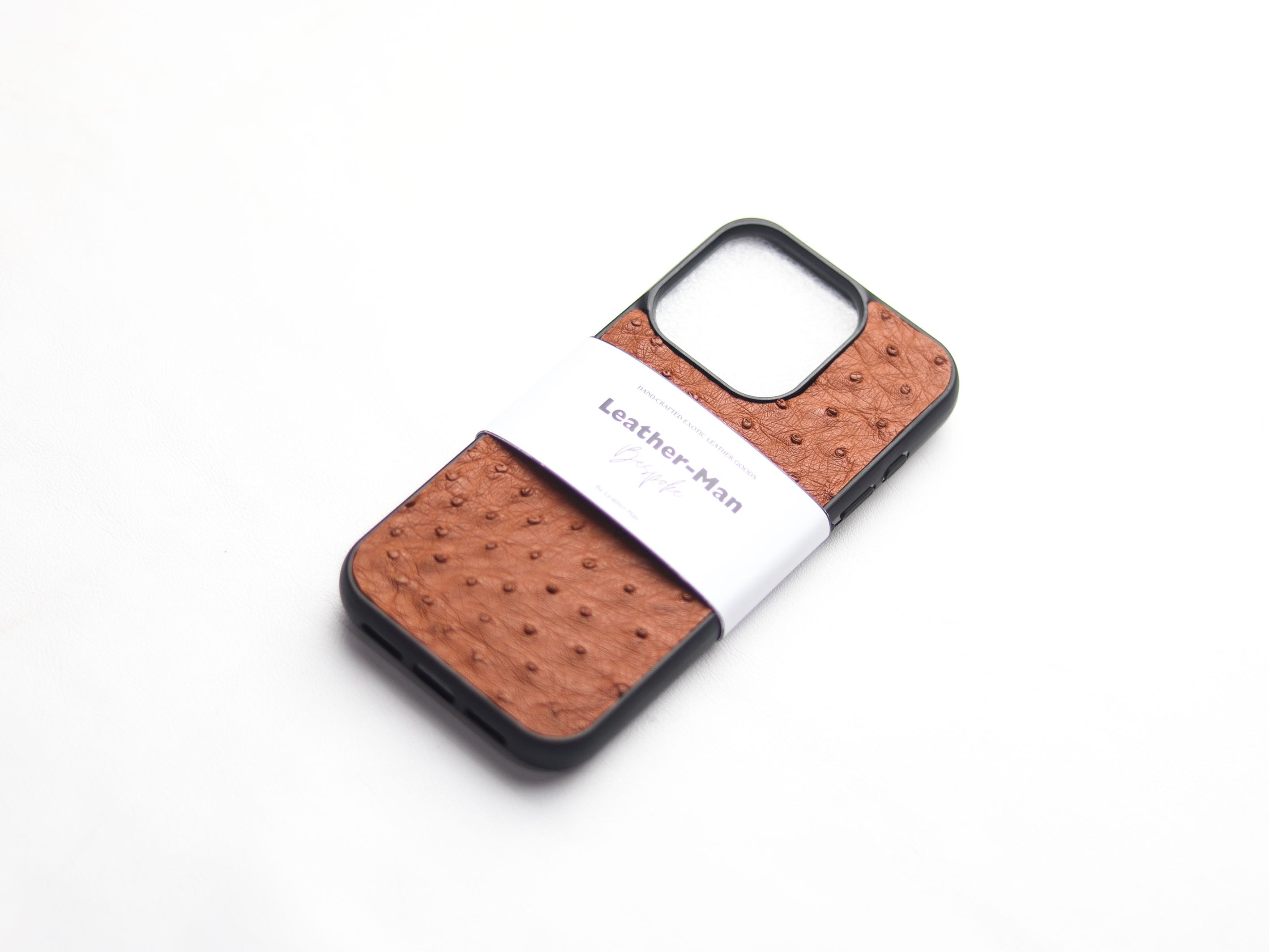 BRONZE BROWN OSTRICH SKIN PHONE CASE (FOLLICLE)