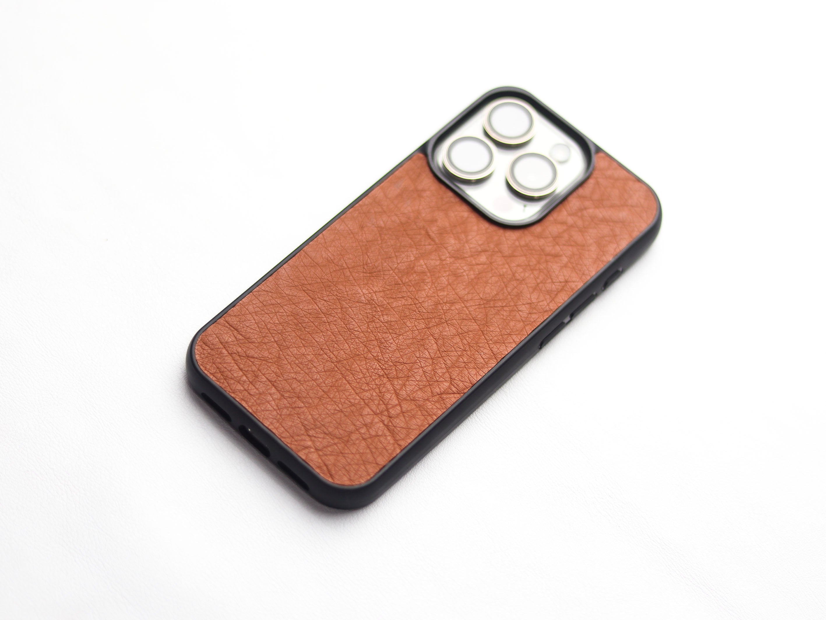 BRONZE BROWN OSTRICH SKIN PHONE CASE (NON-FOLLICLE)