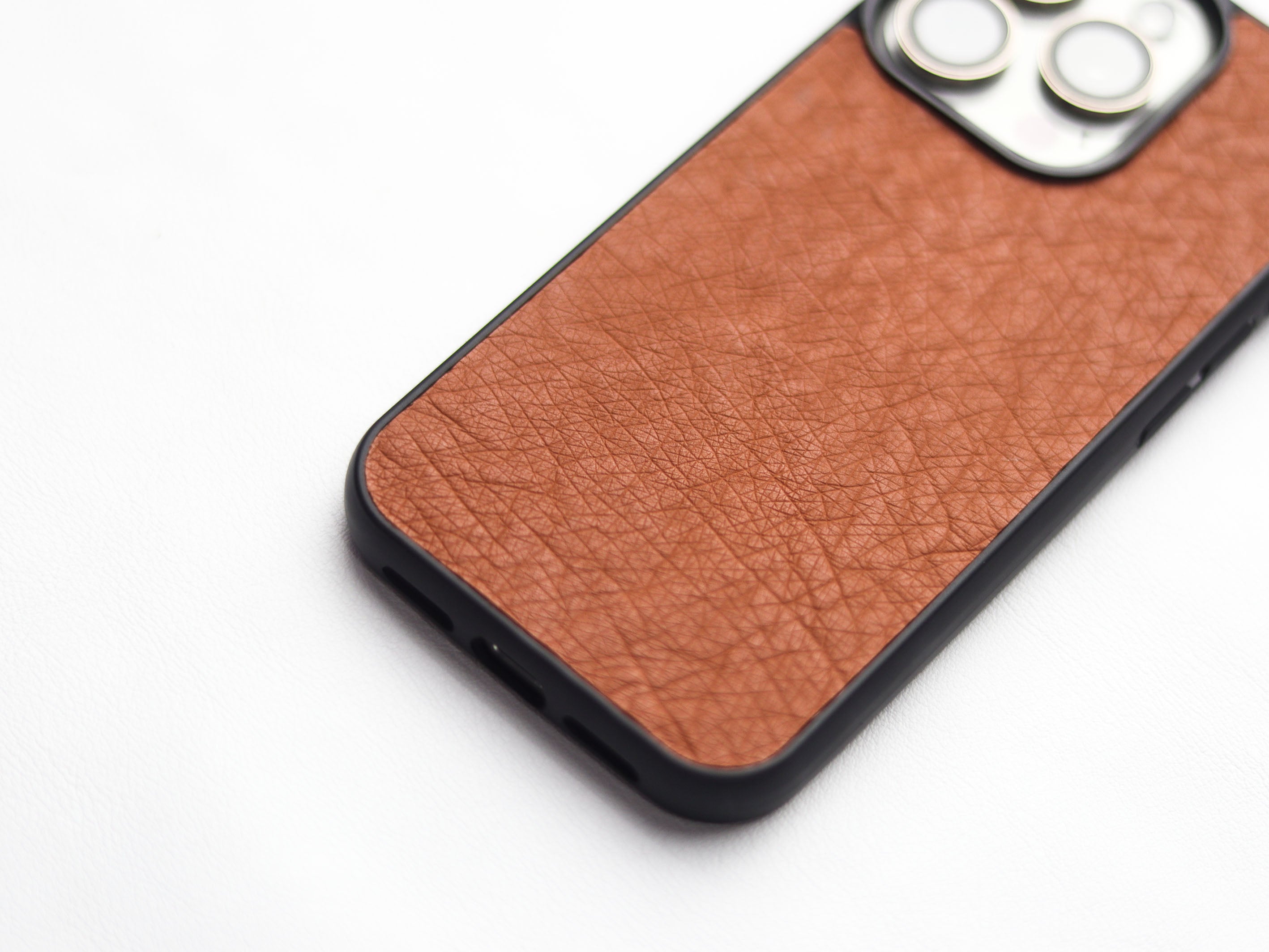 BRONZE BROWN OSTRICH SKIN PHONE CASE (NON-FOLLICLE)