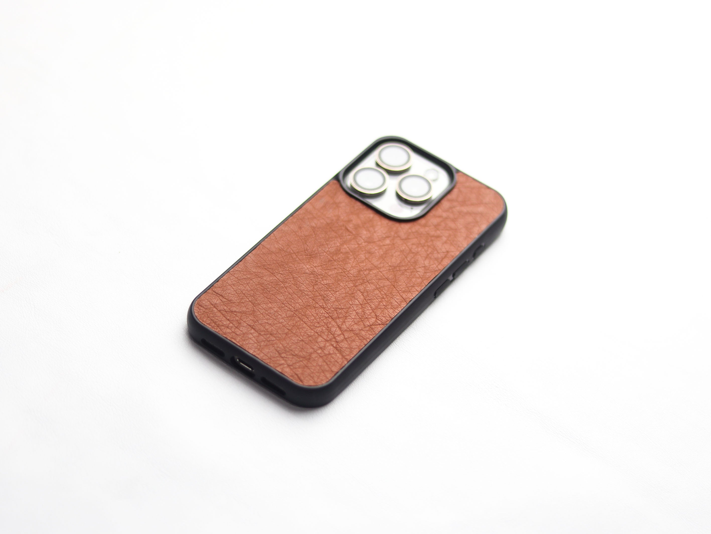 BRONZE BROWN OSTRICH SKIN PHONE CASE (NON-FOLLICLE)