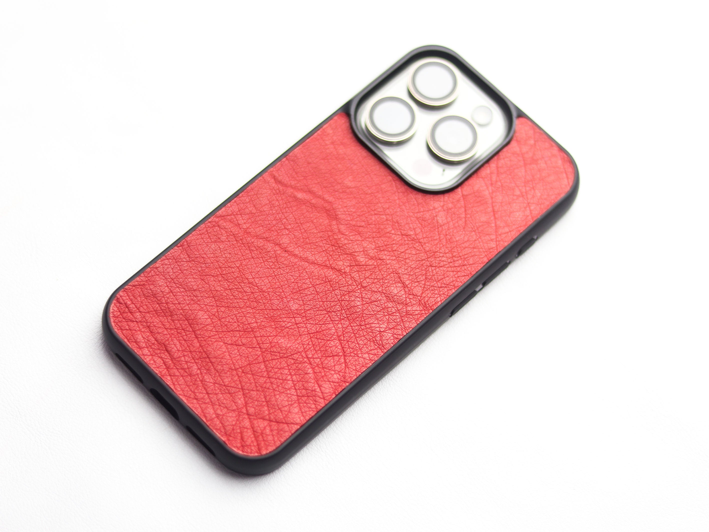 CLASSIC RED OSTRICH SKIN PHONE CASE (NON-FOLLICLE)