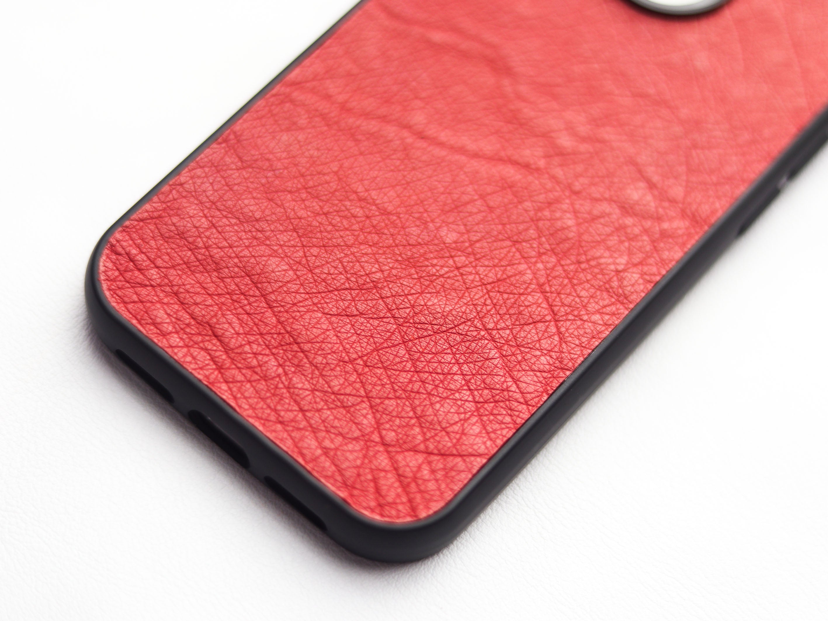 CLASSIC RED OSTRICH SKIN PHONE CASE (NON-FOLLICLE)