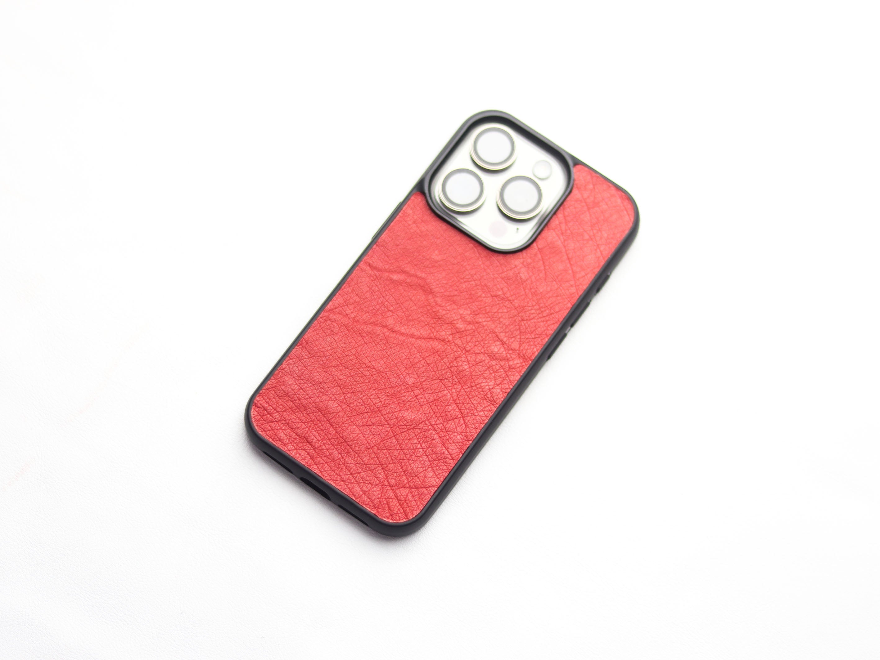 CLASSIC RED OSTRICH SKIN PHONE CASE (NON-FOLLICLE)