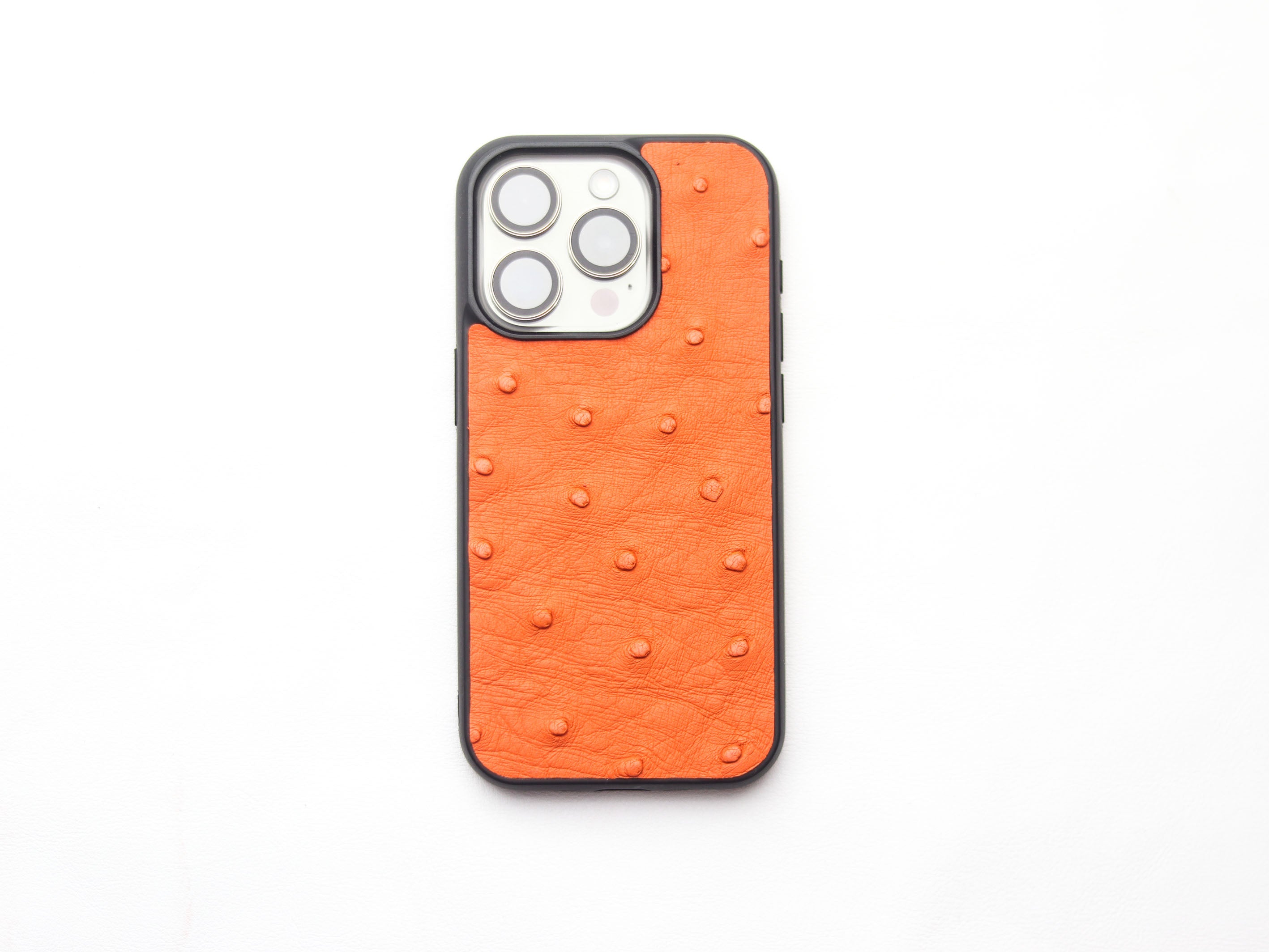 CARROT ORANGE OSTRICH SKIN PHONE CASE (FOLLICLE)