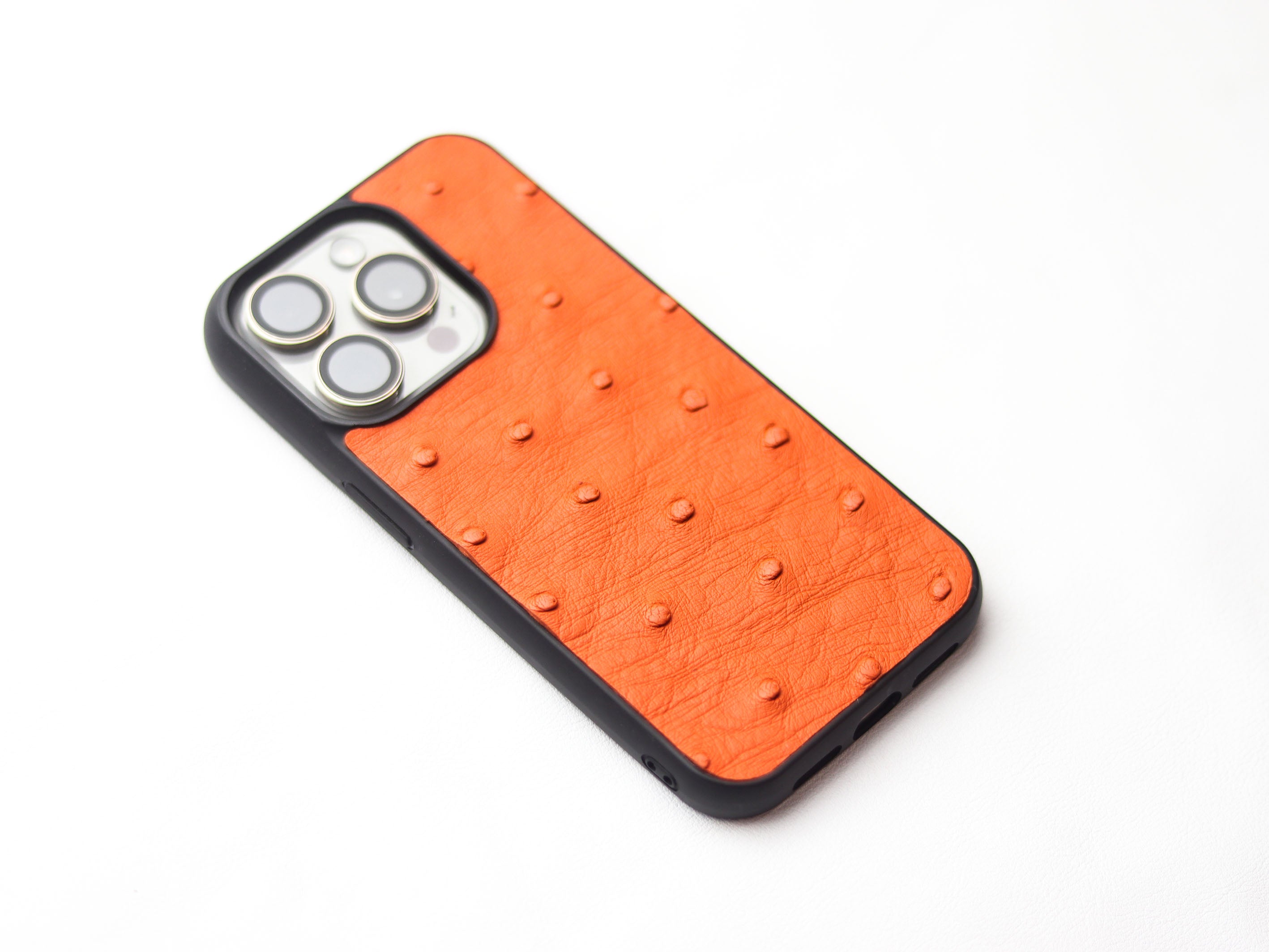 CARROT ORANGE OSTRICH SKIN PHONE CASE (FOLLICLE)