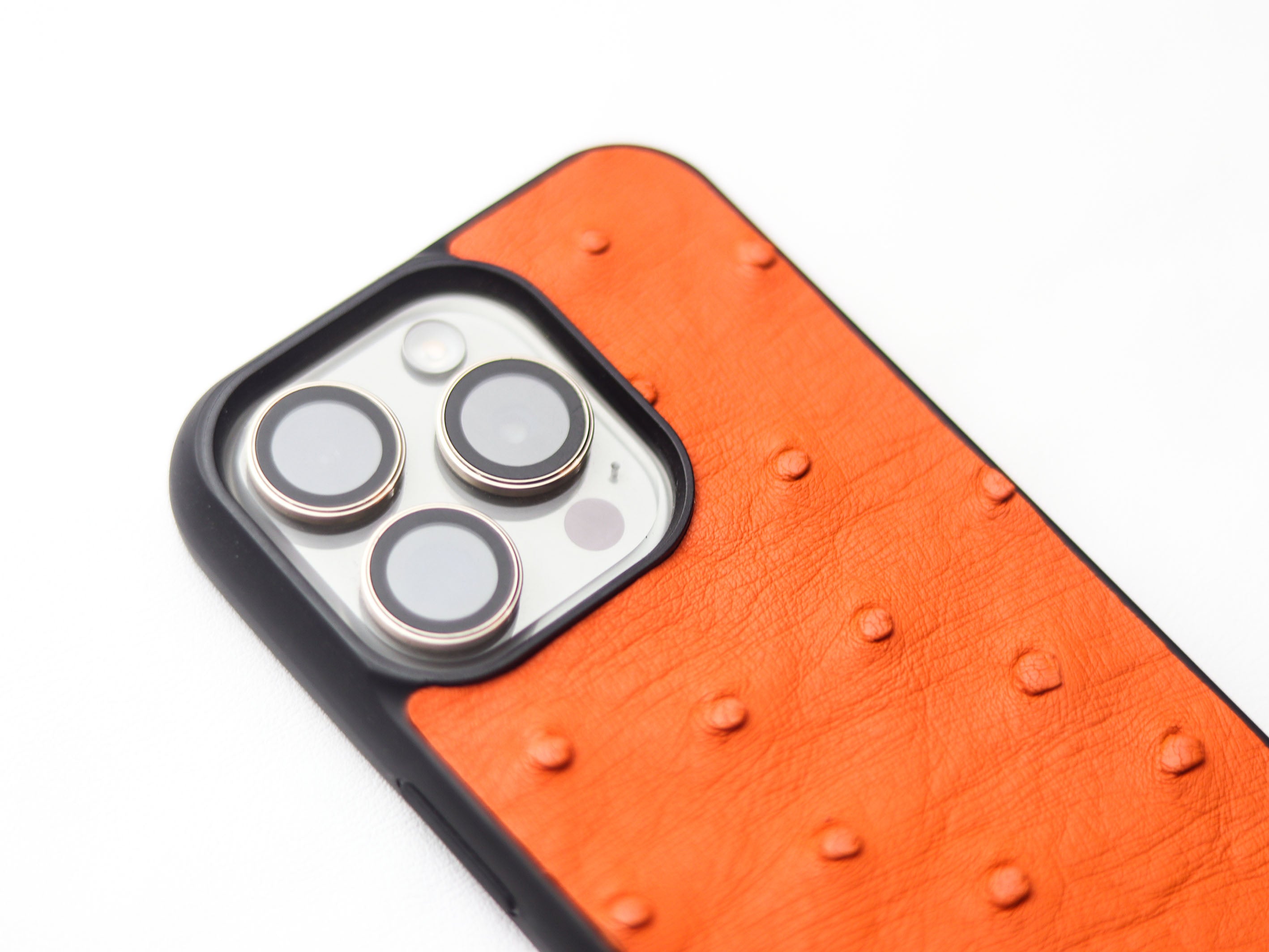 CARROT ORANGE OSTRICH SKIN PHONE CASE (FOLLICLE)