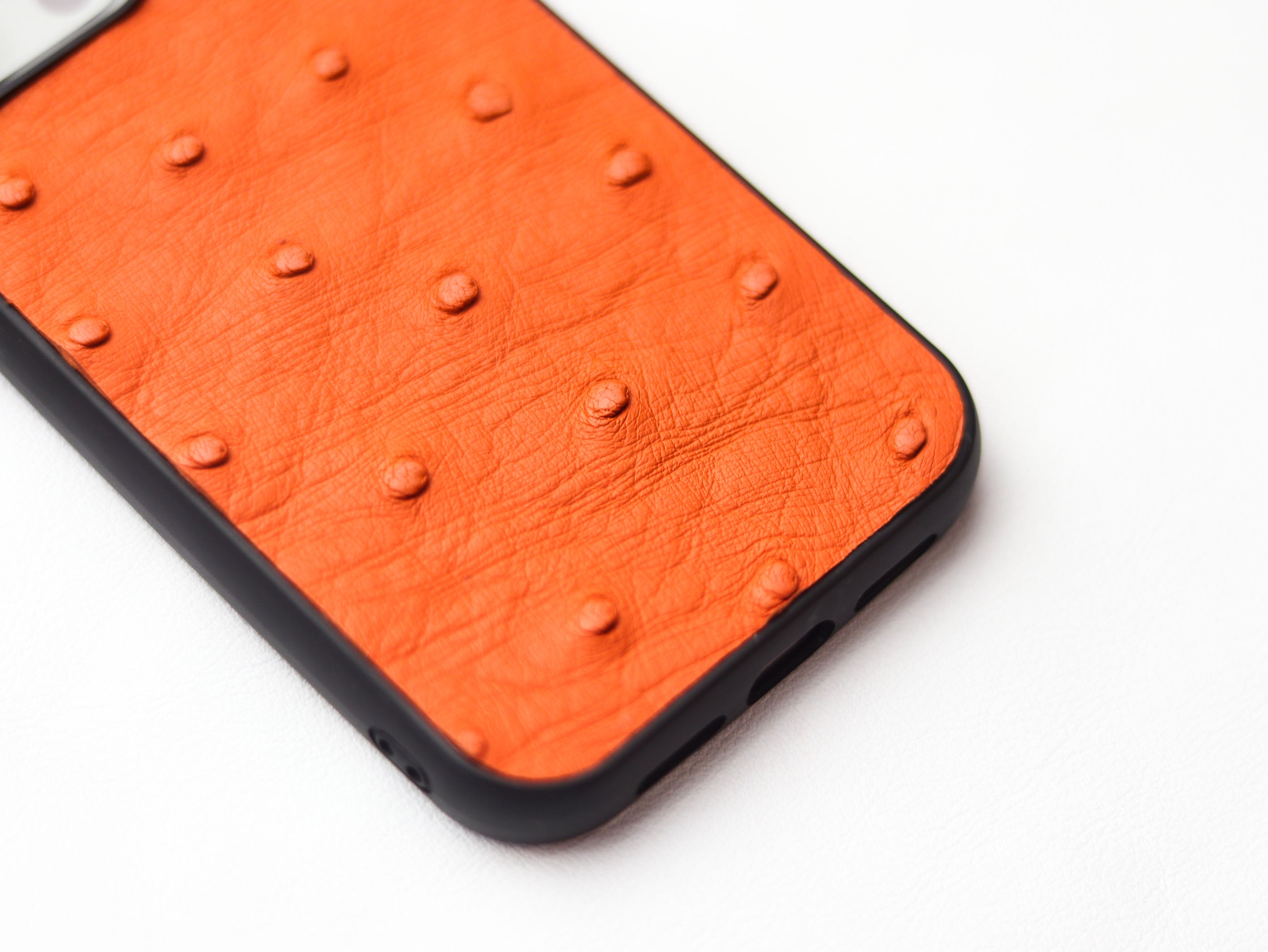 CARROT ORANGE OSTRICH SKIN PHONE CASE (FOLLICLE)