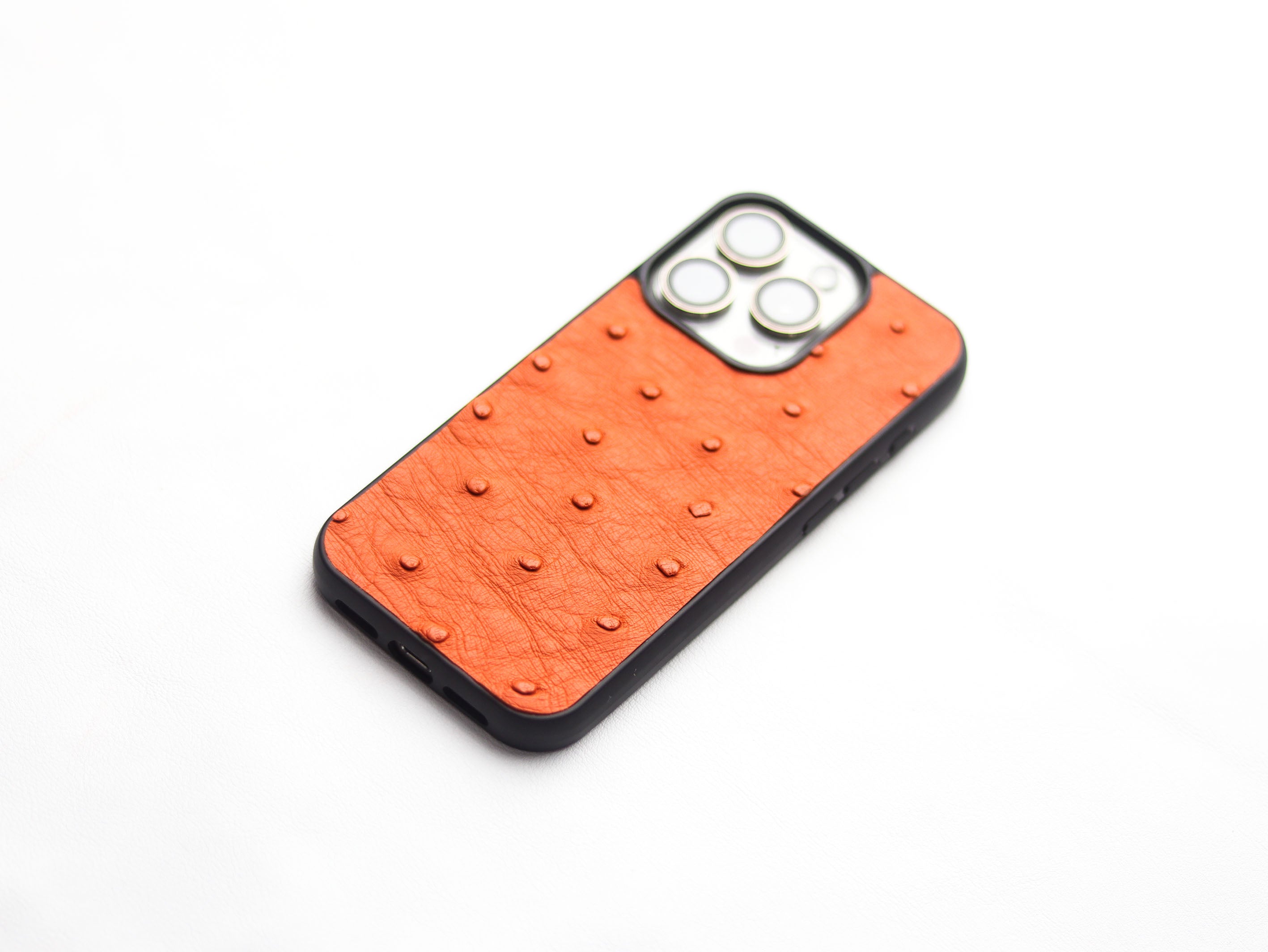 CARROT ORANGE OSTRICH SKIN PHONE CASE (FOLLICLE)