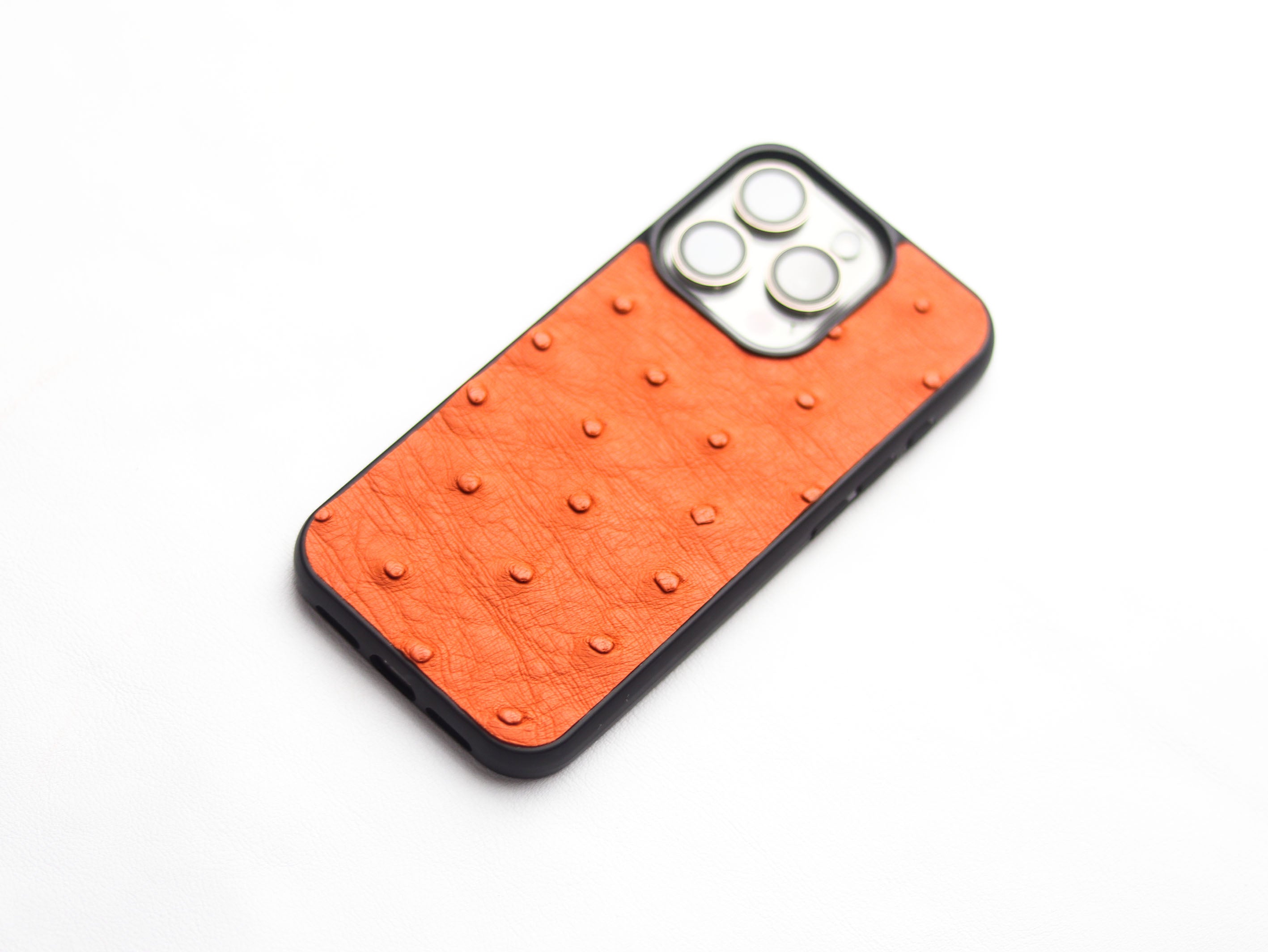 CARROT ORANGE OSTRICH SKIN PHONE CASE (FOLLICLE)