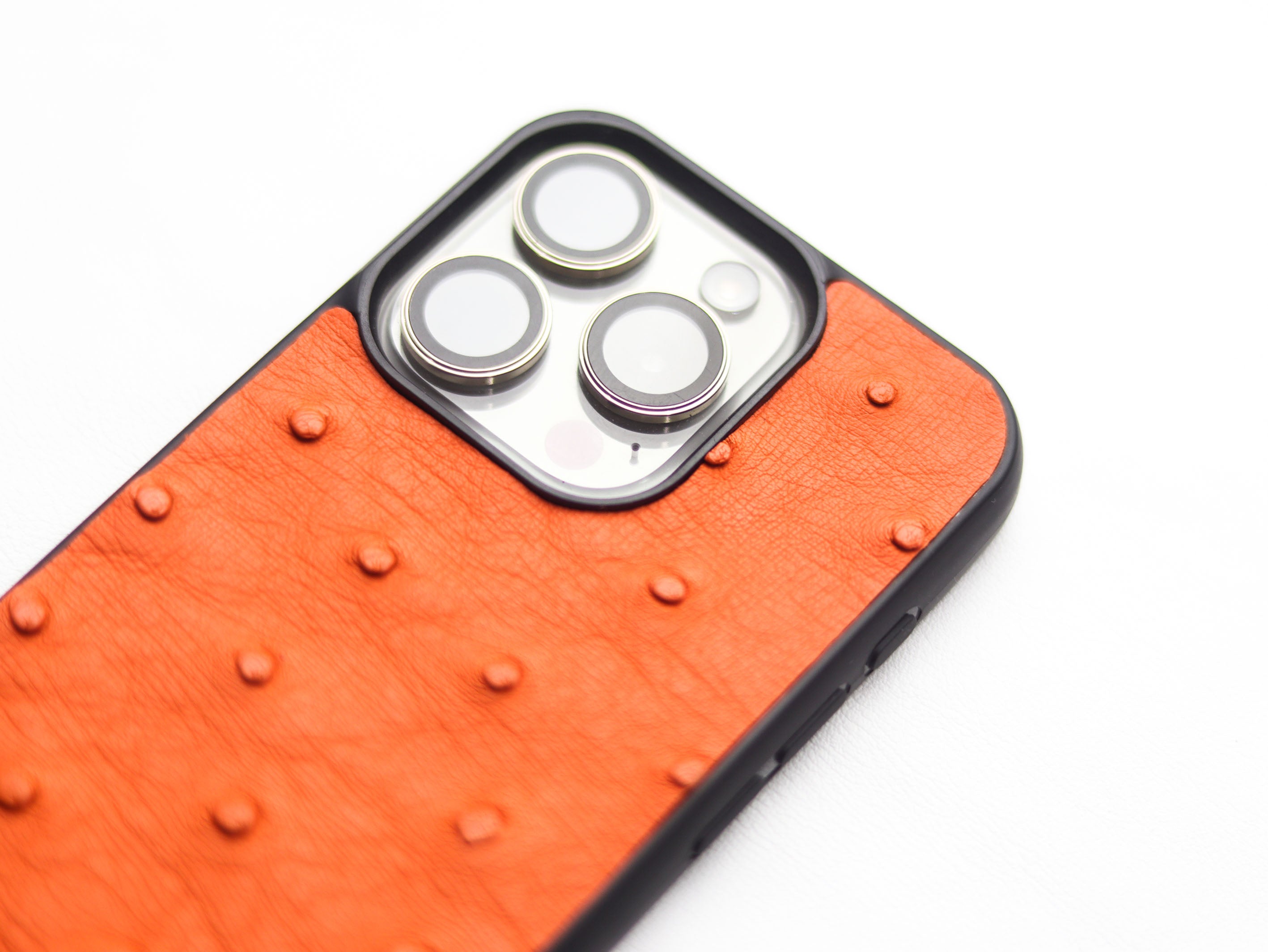 CARROT ORANGE OSTRICH SKIN PHONE CASE (FOLLICLE)