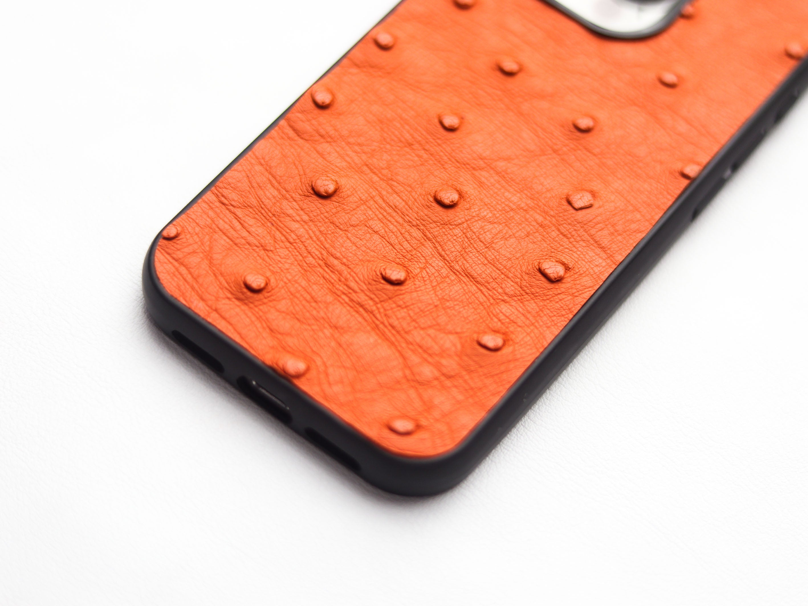 CARROT ORANGE OSTRICH SKIN PHONE CASE (FOLLICLE)