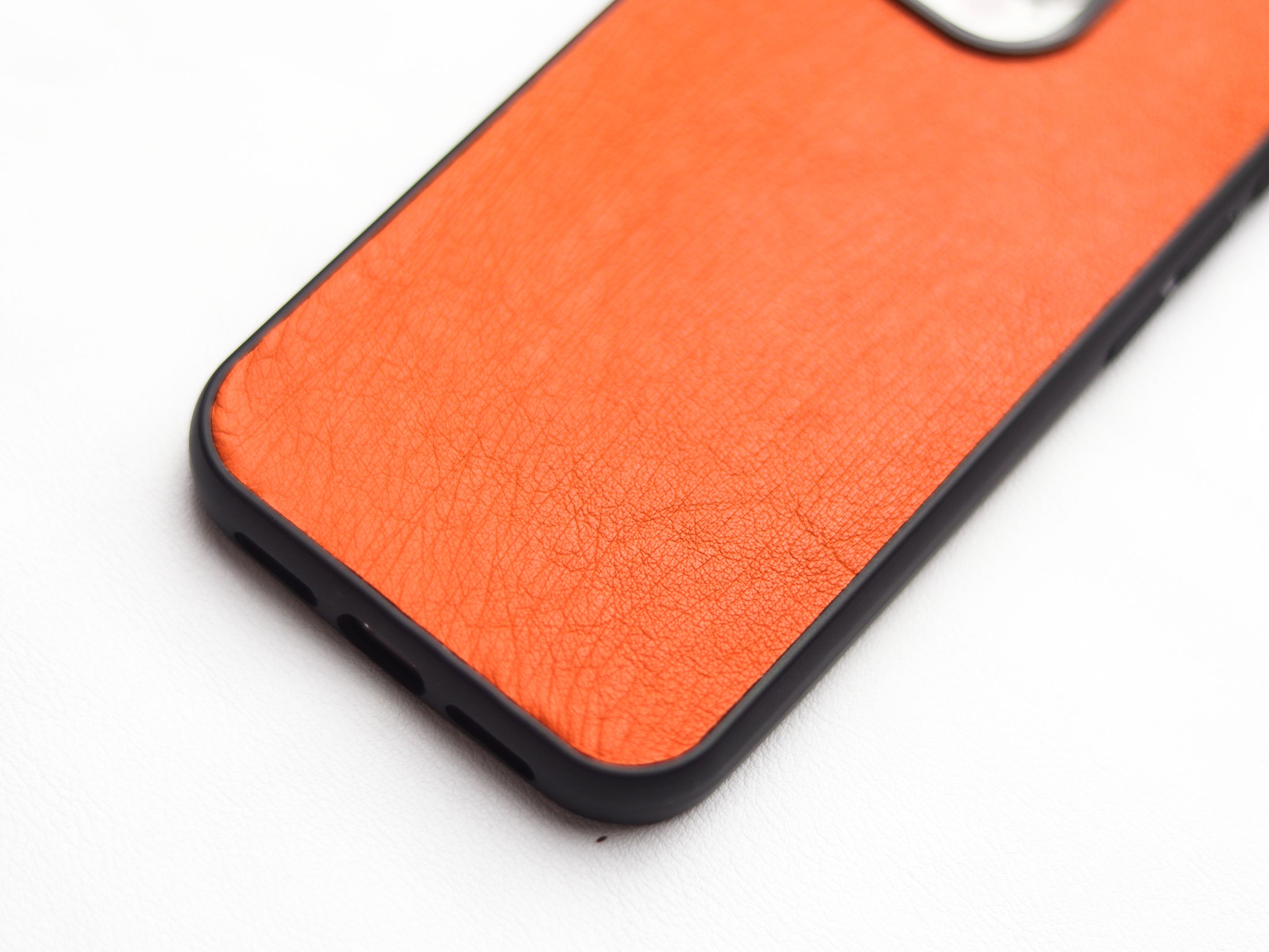 CARROT ORANGE OSTRICH SKIN PHONE CASE (NON-FOLLICLE)