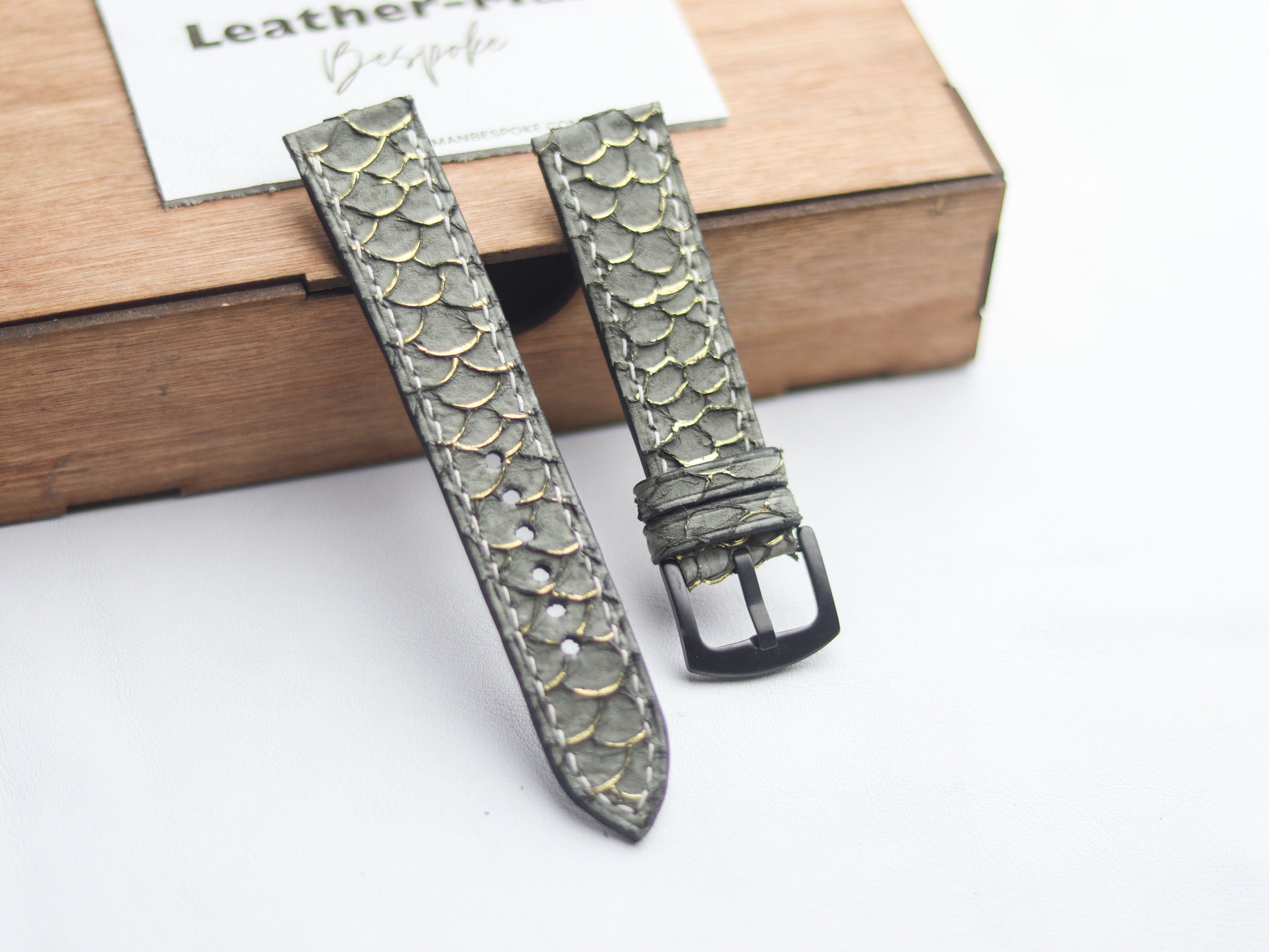 TILAPIA FISH SKIN WATCH STRAPS - STEEL GRAY