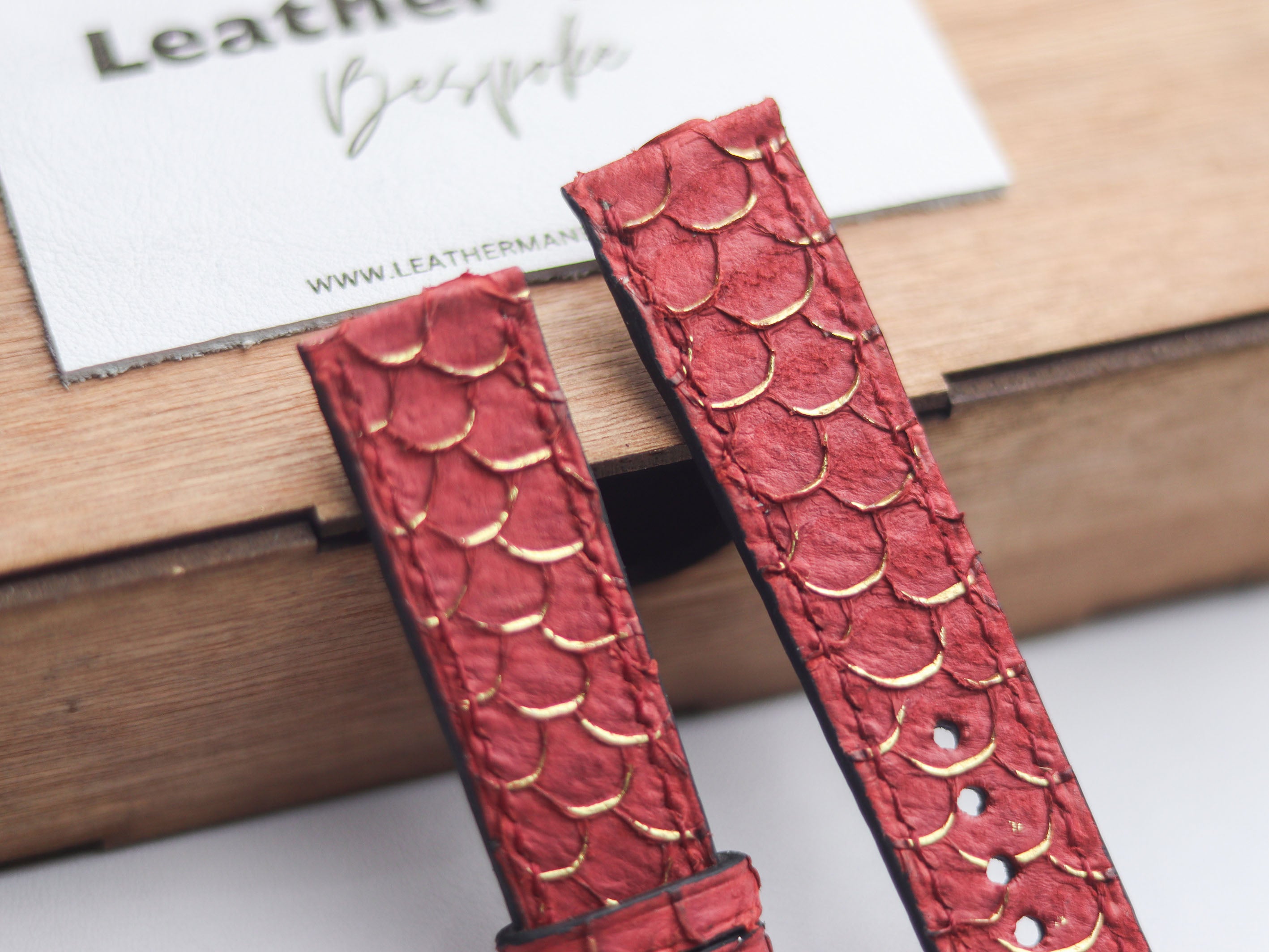 TILAPIA FISH SKIN WATCH STRAPS - VIVID BURGUNDY