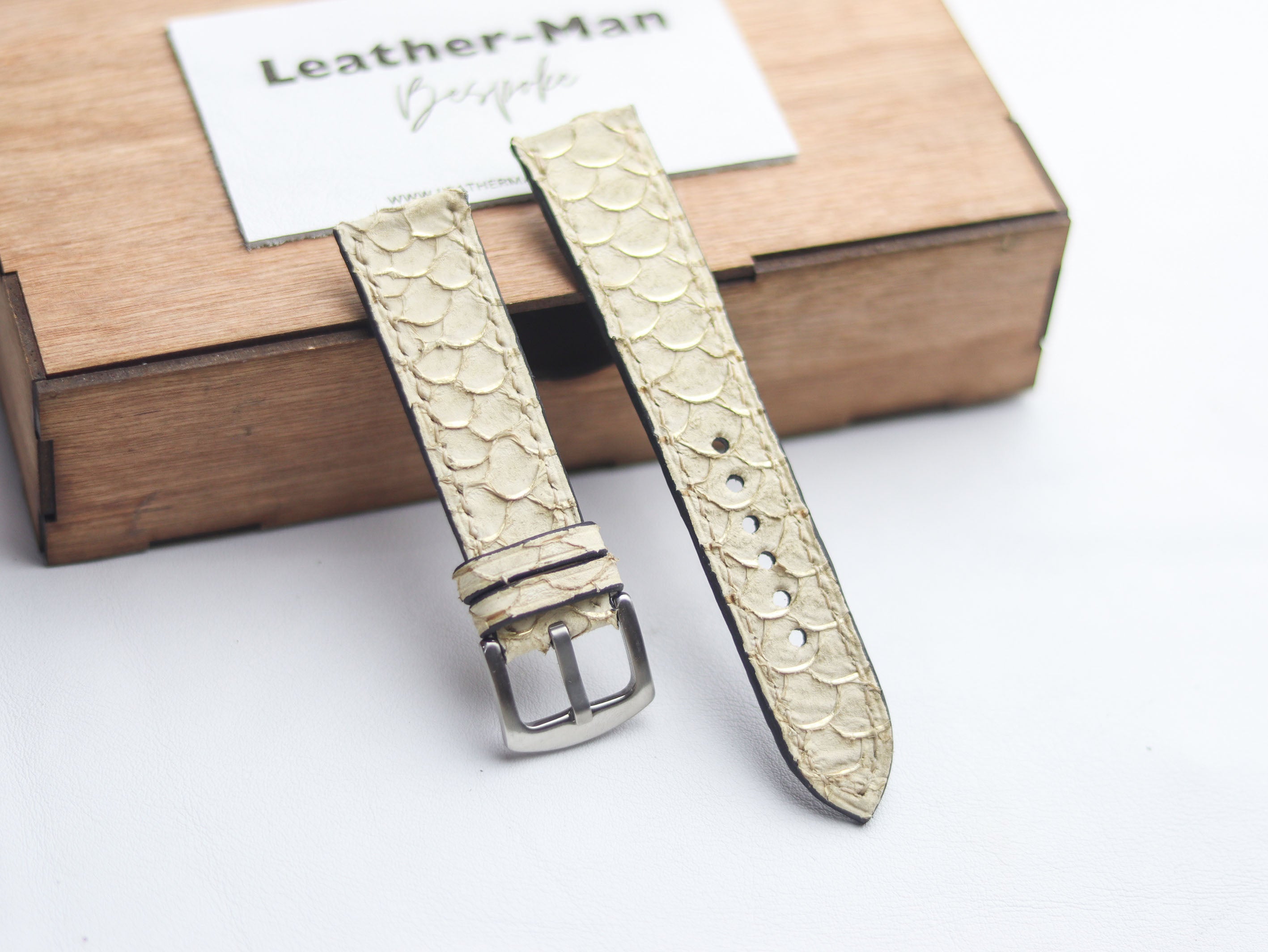 TILAPIA FISH SKIN WATCH STRAPS - ALABESTER WHITE