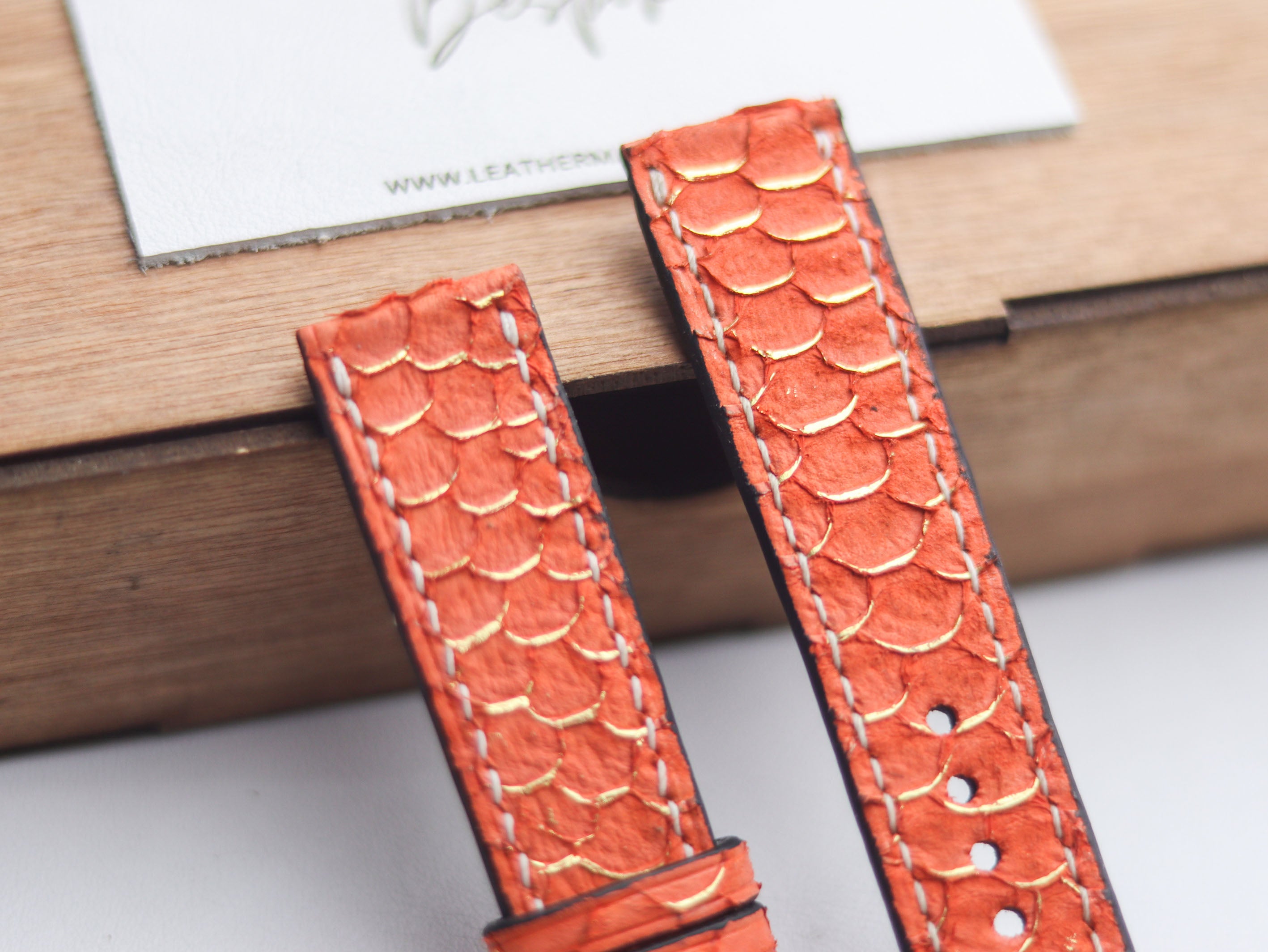 TILAPIA FISH SKIN WATCH STRAPS - PUMPKIN ORANGE