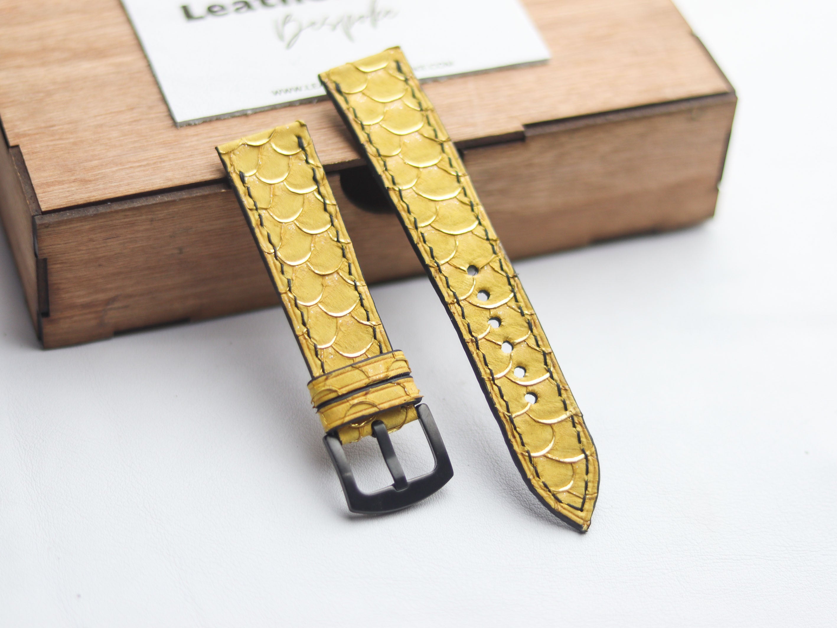 TILAPIA FISH SKIN WATCH STRAPS -CANARY YELLOW