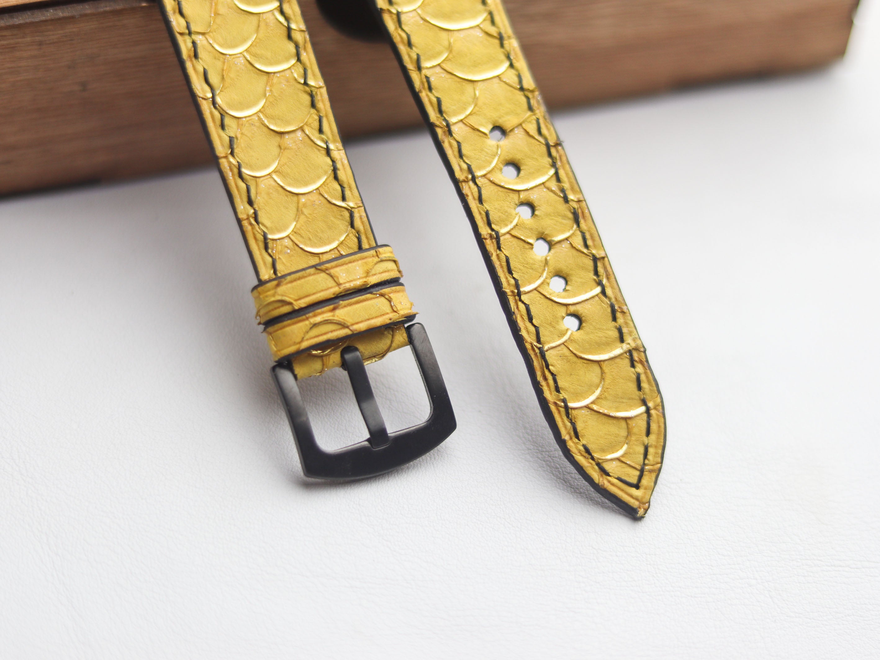 TILAPIA FISH SKIN WATCH STRAPS -CANARY YELLOW