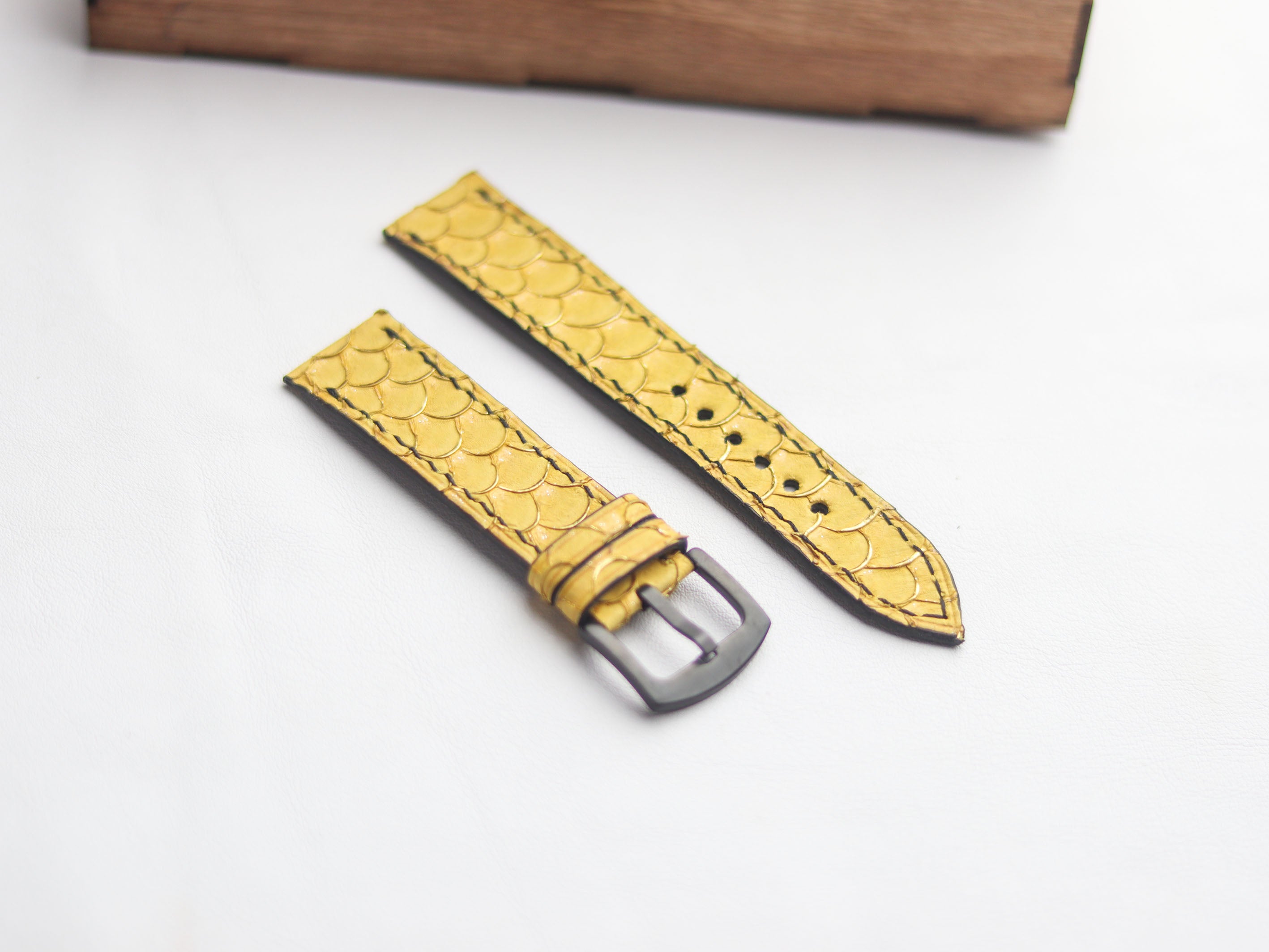 TILAPIA FISH SKIN WATCH STRAPS -CANARY YELLOW