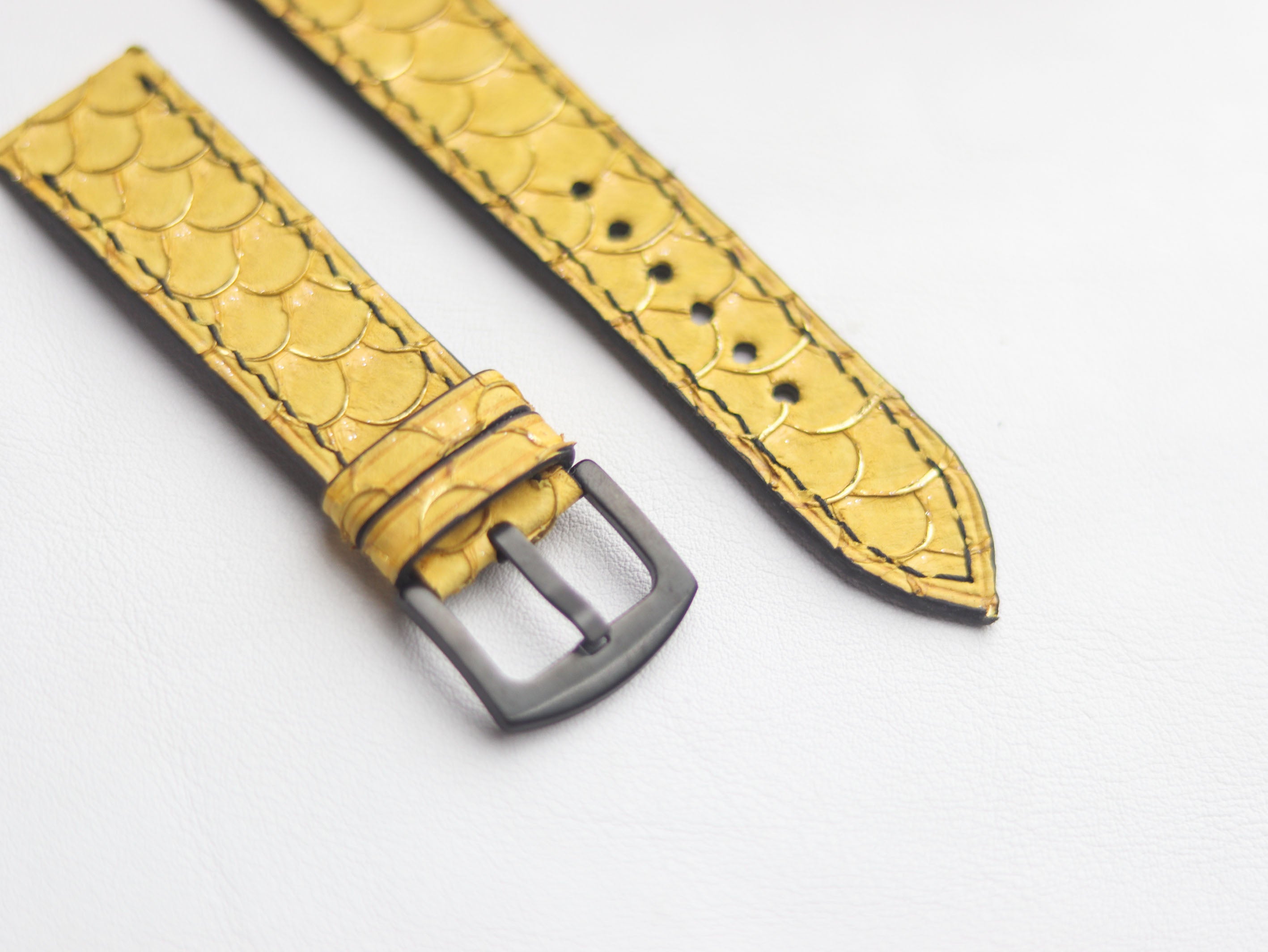 TILAPIA FISH SKIN WATCH STRAPS -CANARY YELLOW