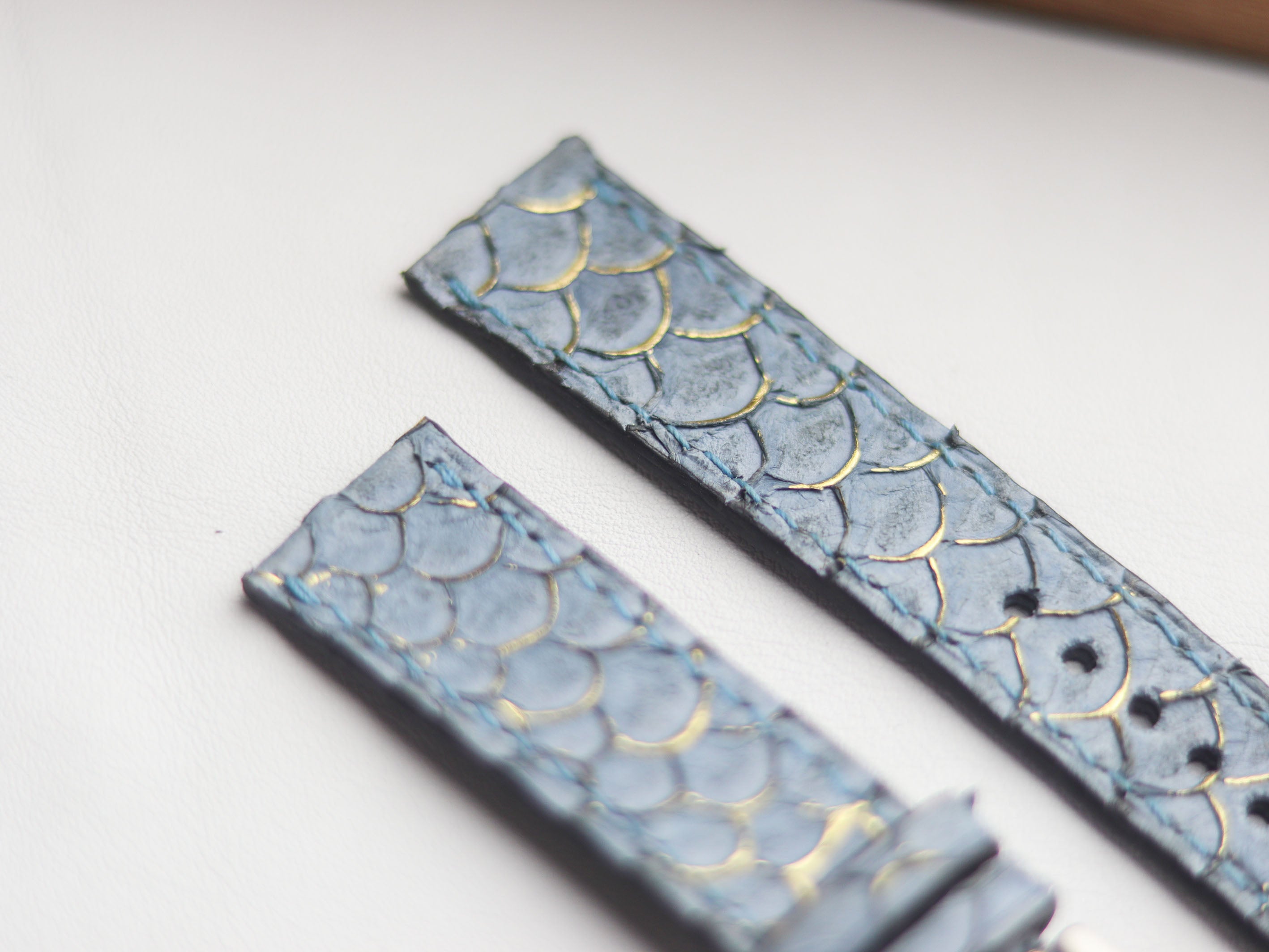 TILAPIA FISH SKIN WATCH STRAPS - DENIM BLUE