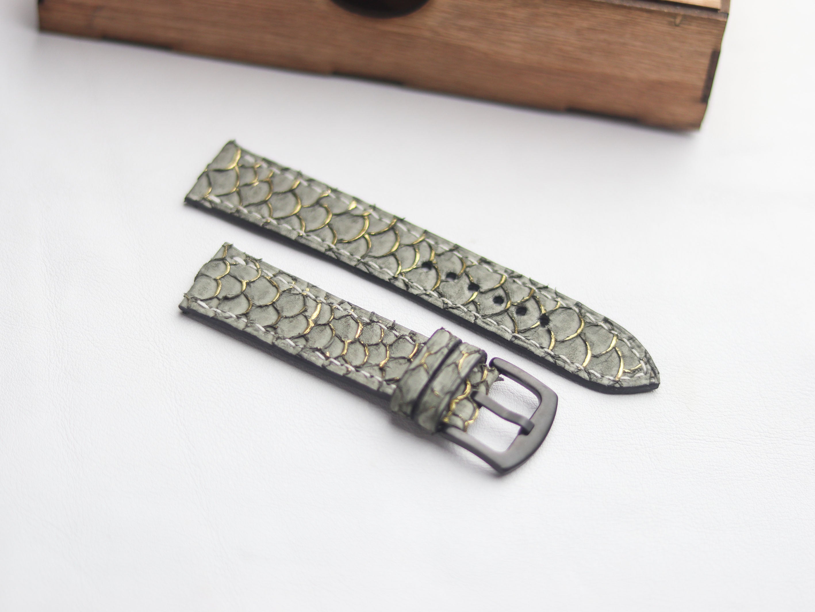 TILAPIA FISH SKIN WATCH STRAPS - STEEL GRAY