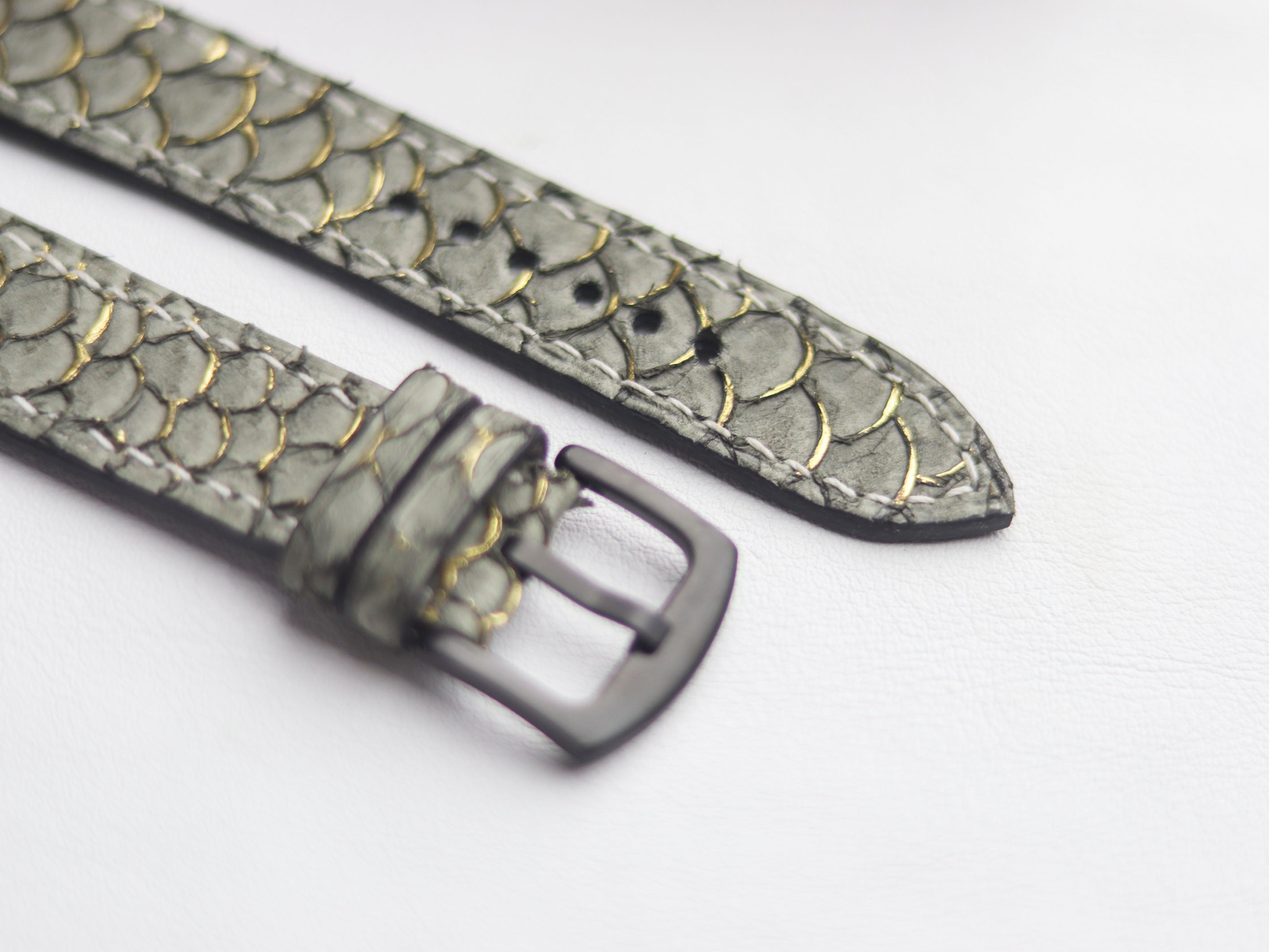 TILAPIA FISH SKIN WATCH STRAPS - STEEL GRAY