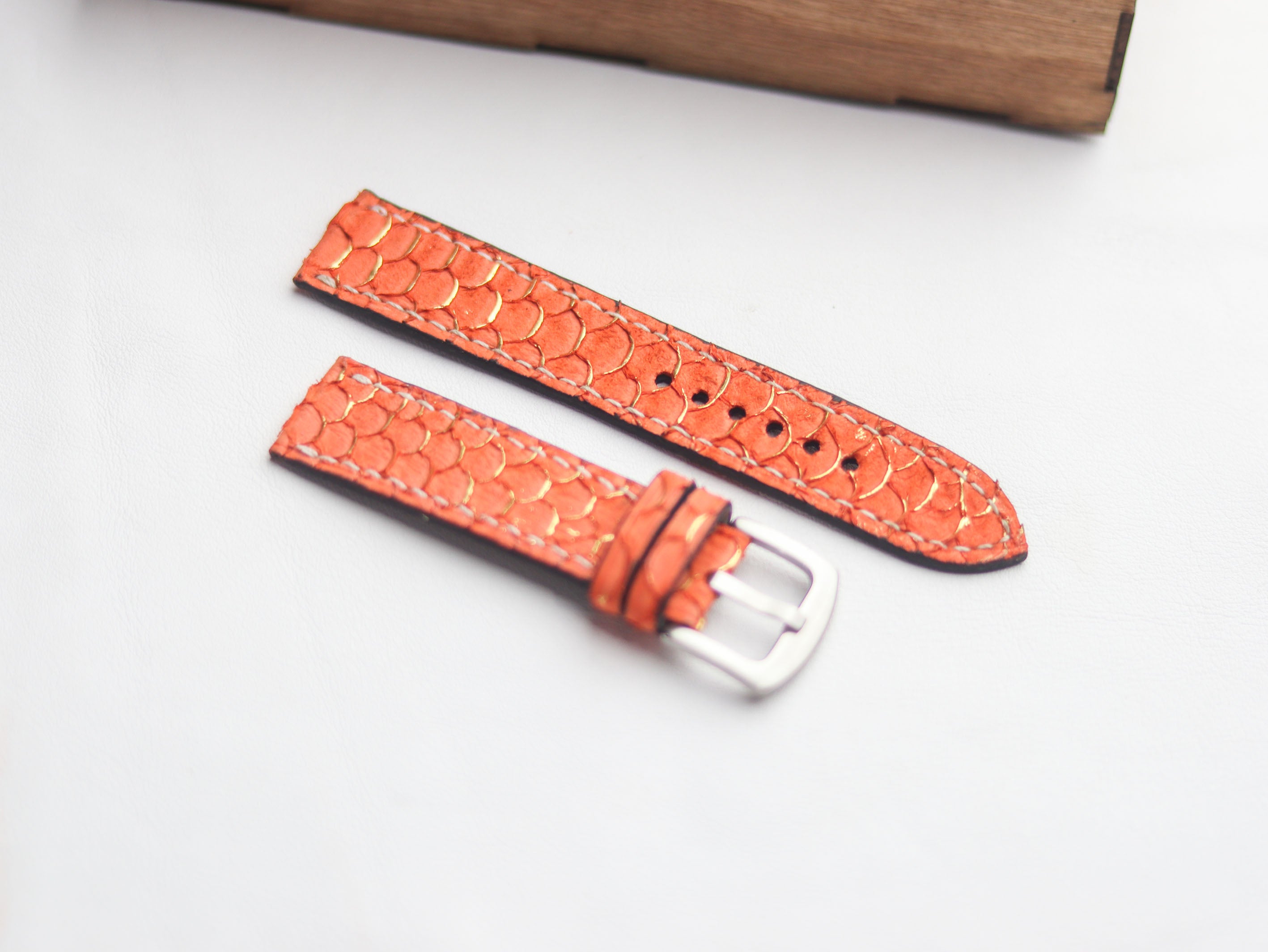 TILAPIA FISH SKIN WATCH STRAPS - PUMPKIN ORANGE