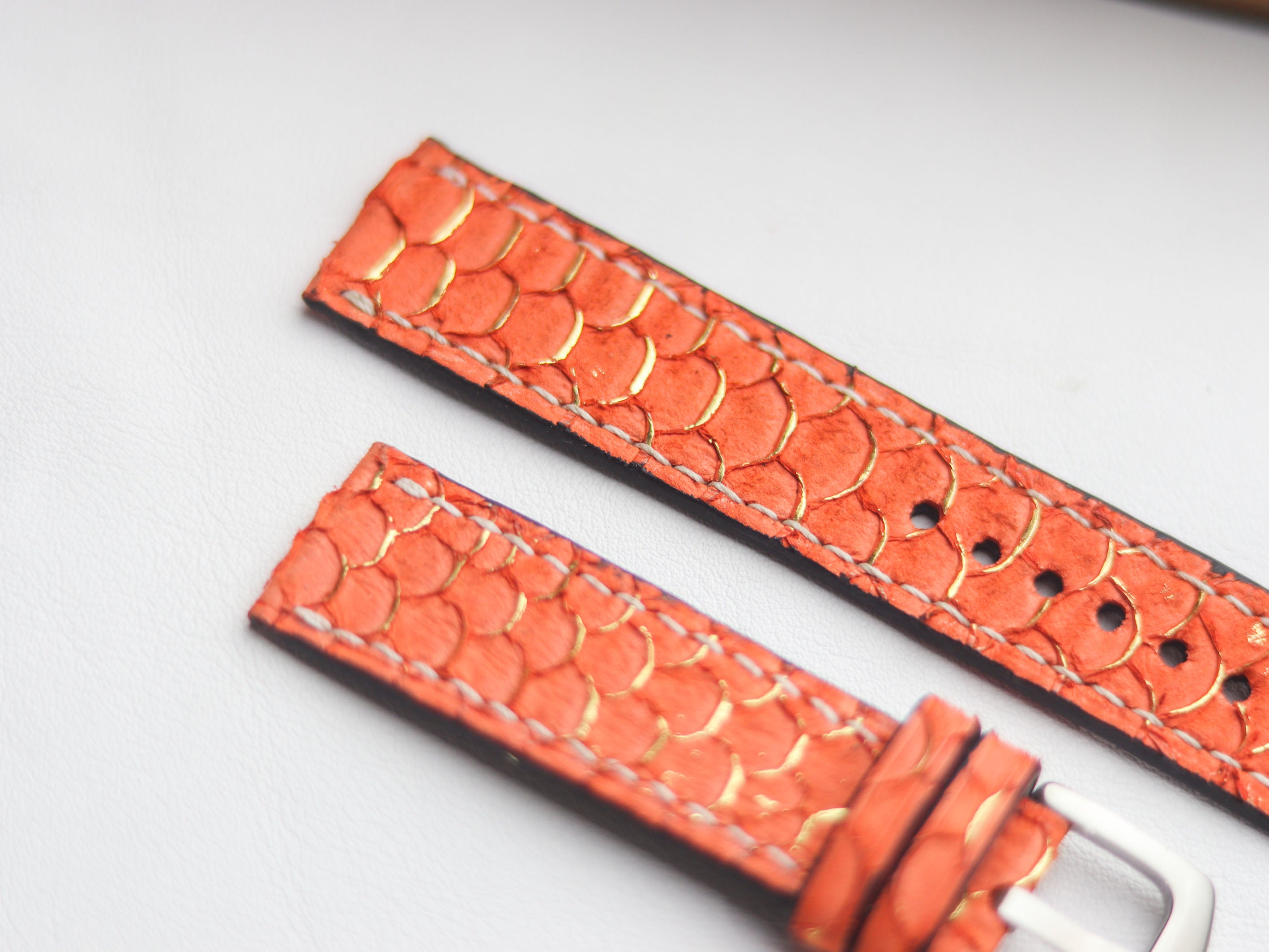 TILAPIA FISH SKIN WATCH STRAPS - PUMPKIN ORANGE