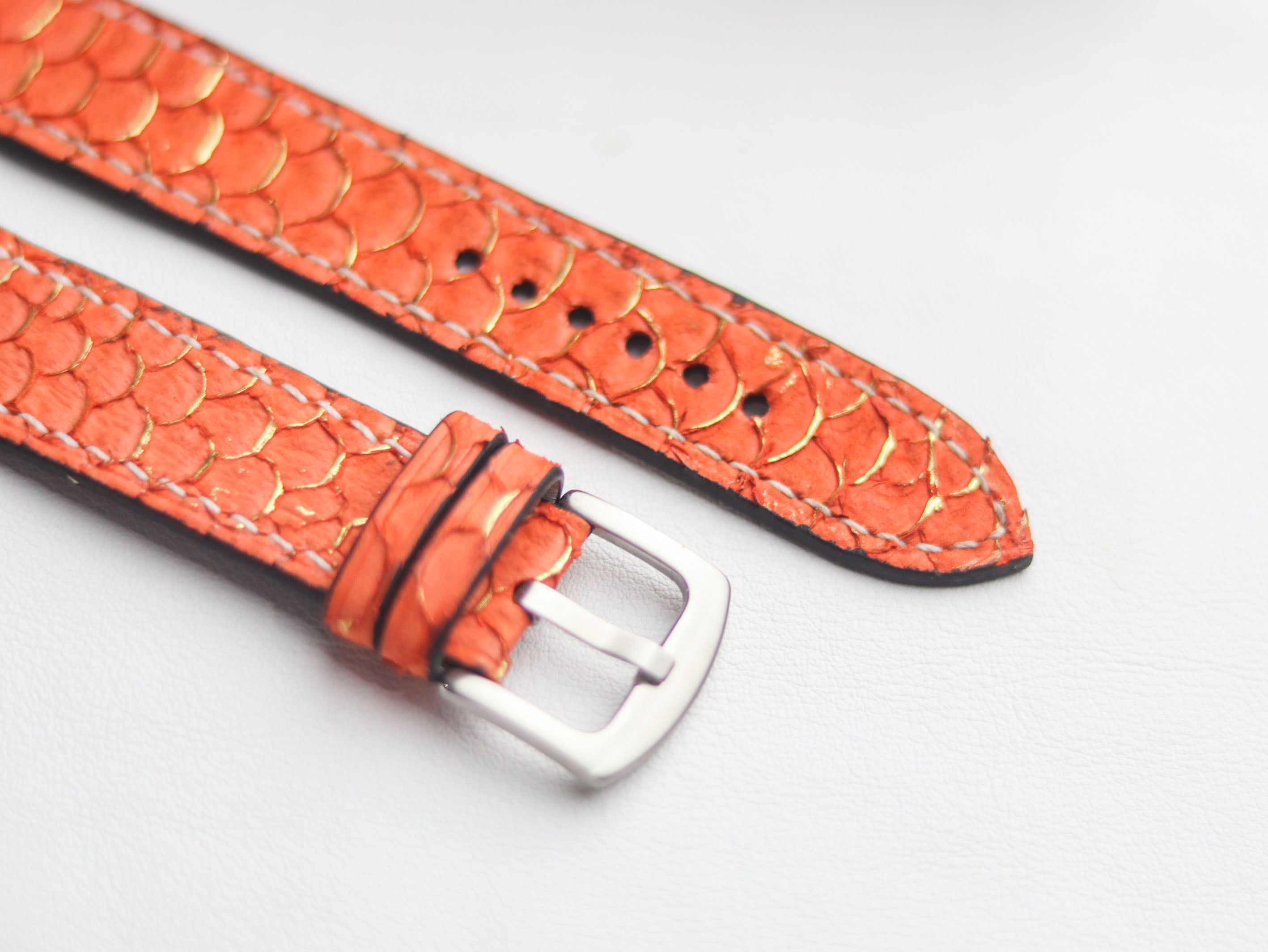 TILAPIA FISH SKIN WATCH STRAPS - PUMPKIN ORANGE