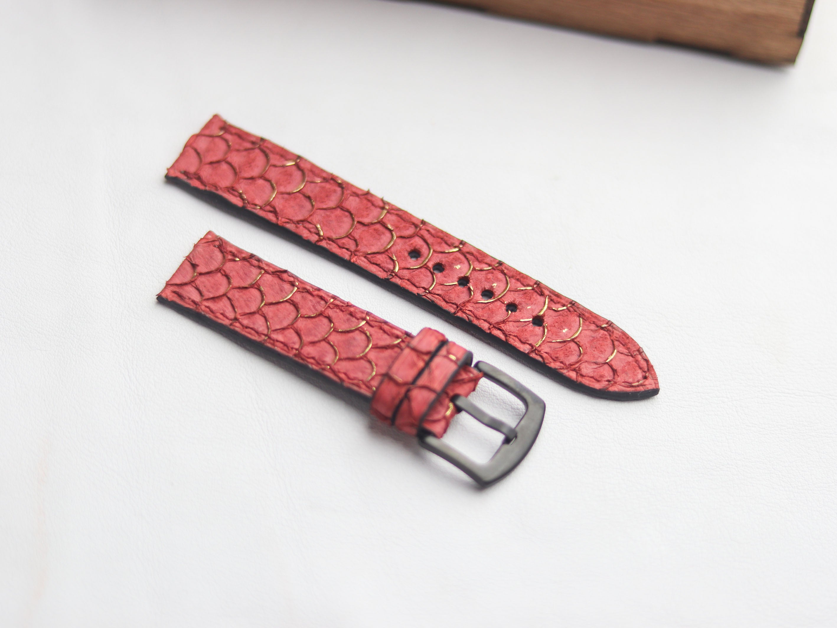 TILAPIA FISH SKIN WATCH STRAPS - VIVID BURGUNDY