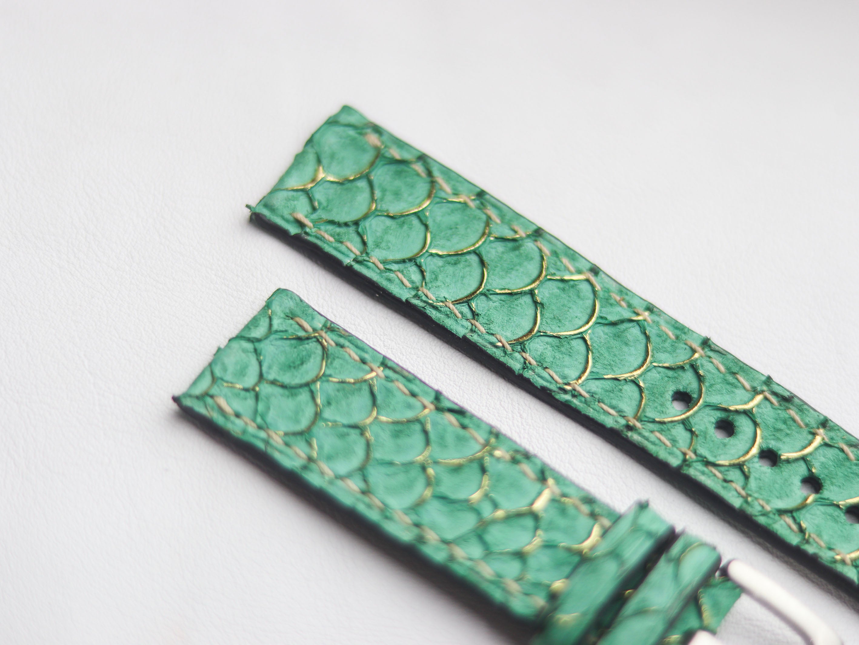 TILAPIA FISH SKIN WATCH STRAPS - SEA FOAM GREEN